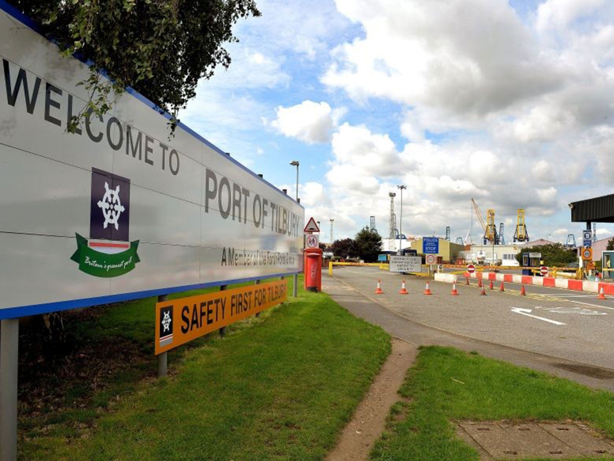 The main entrance to Tilbury Docks in Essex