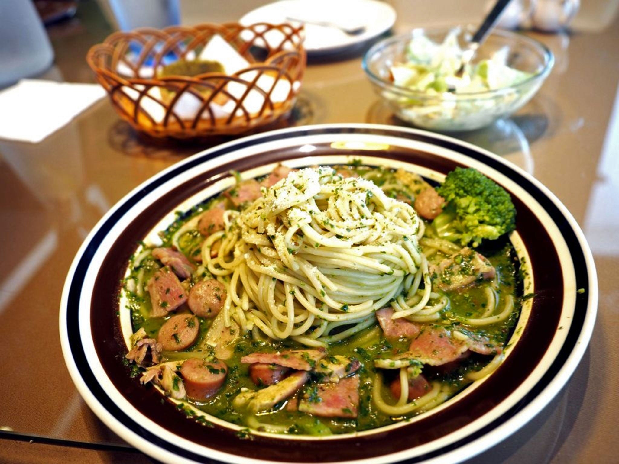 A close up of a plate of Long Live Nazi spaghetti