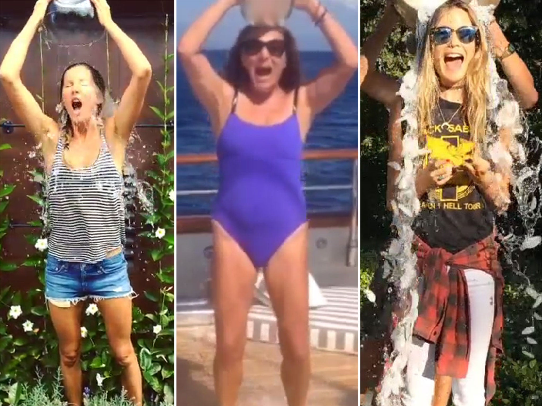 Gisele Bundchen, Diane von Furstenberg and Behati Prinsloo try the Ice Bucket Challenge