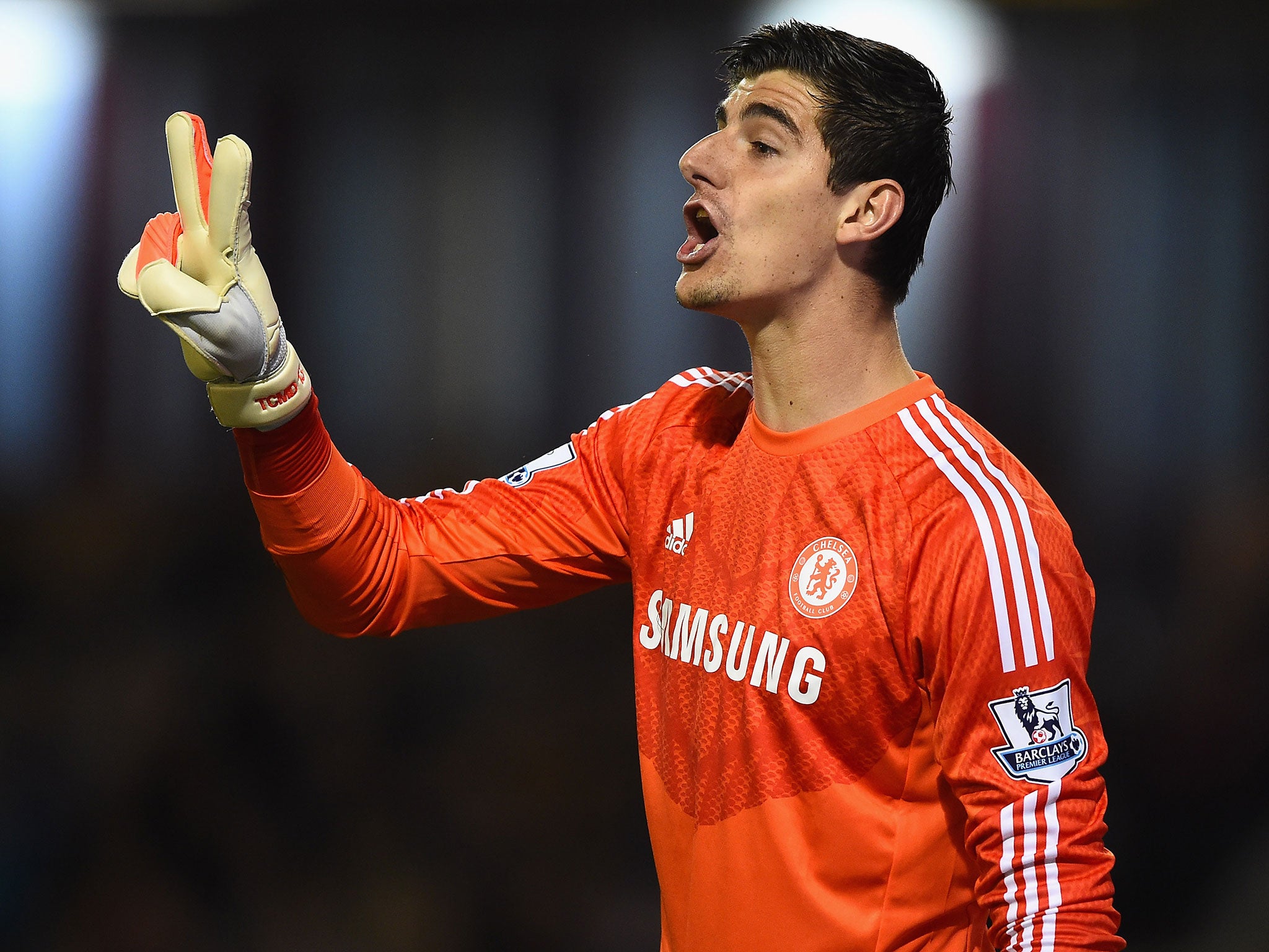 Chelsea goalkeeper Thibaut Courtois in action