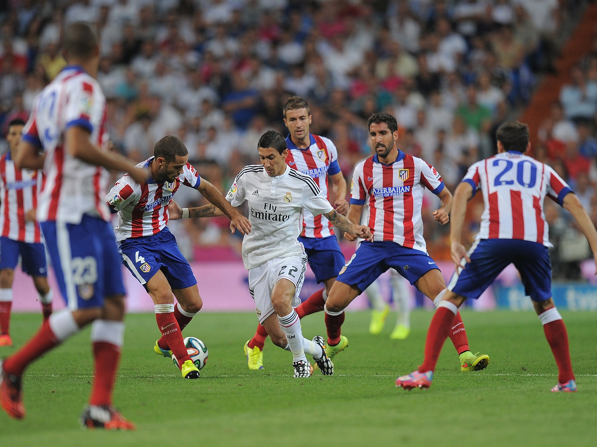 Angel Di Maria in action in the Spanish Super Cup for Real Madrid