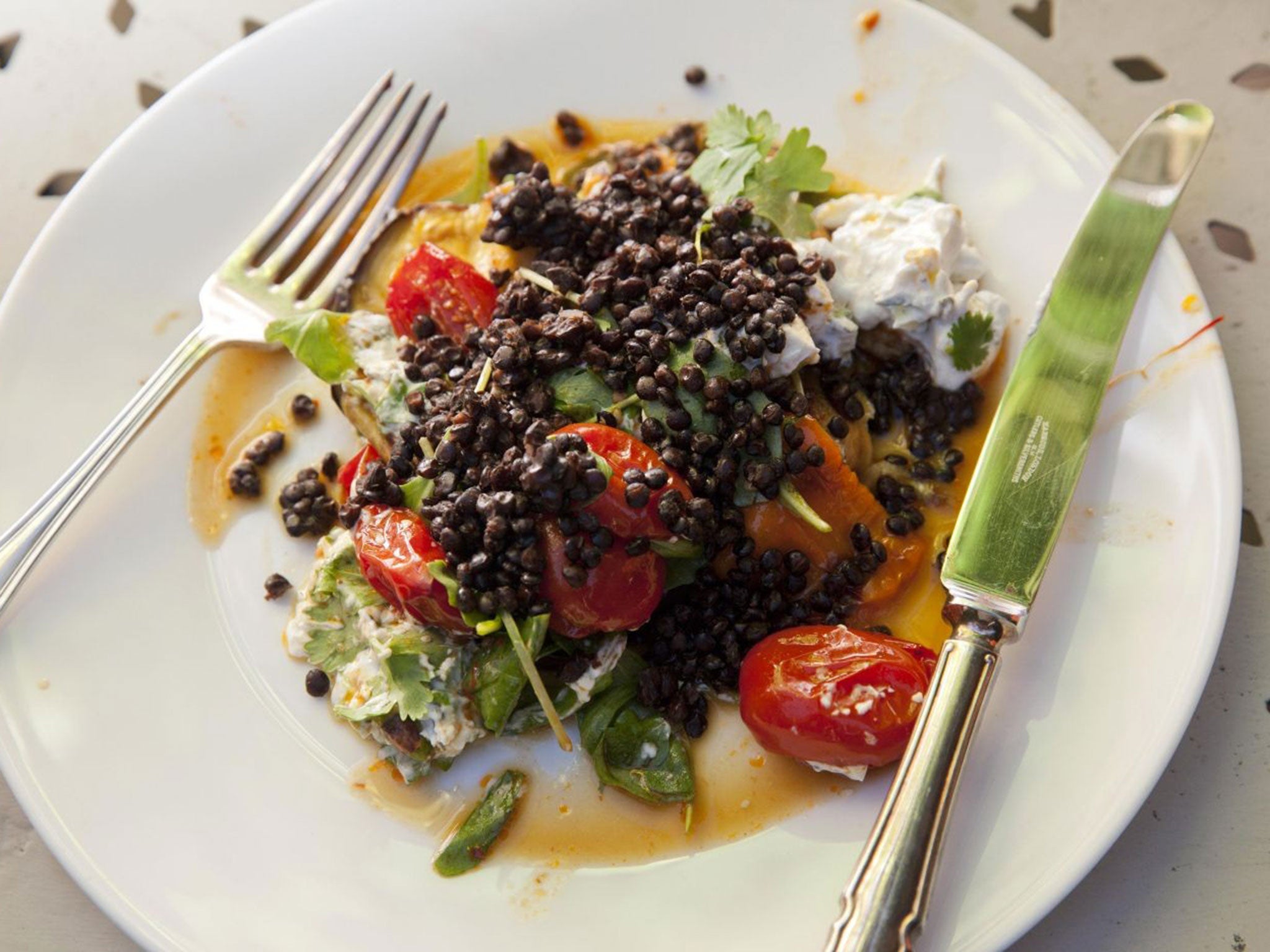 A tomato-inspired vegetarian main dish