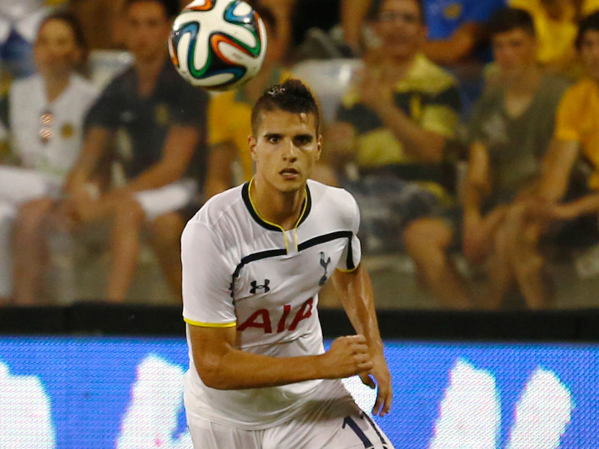 Erik Lamela in action for Tottenham against Limassol