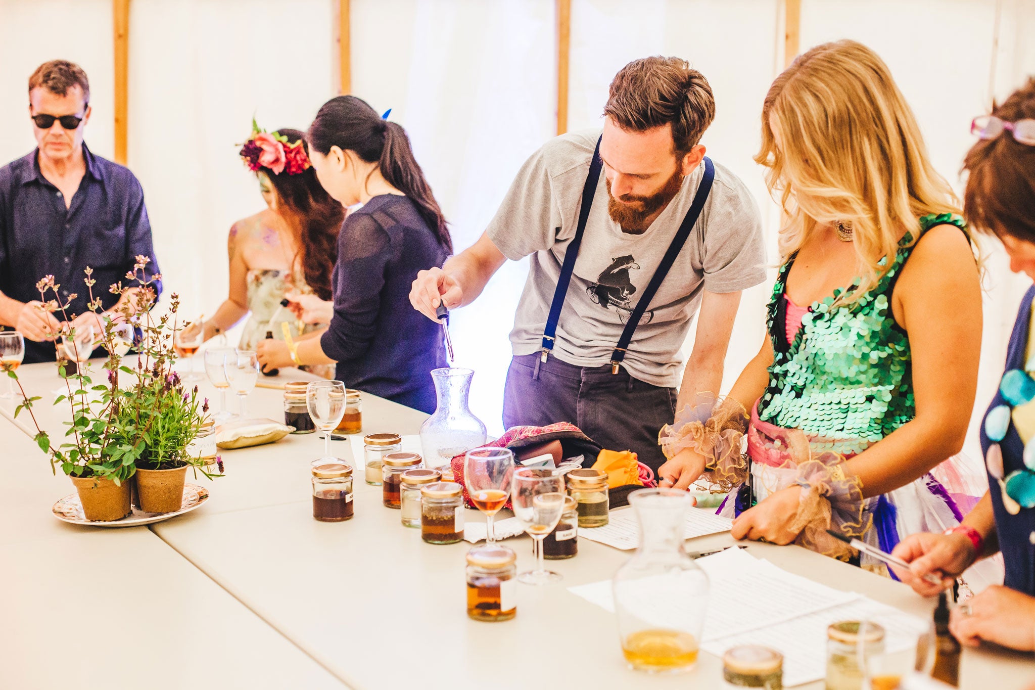 Jack Bevan helps festival-goers create their own vermouth concoctions