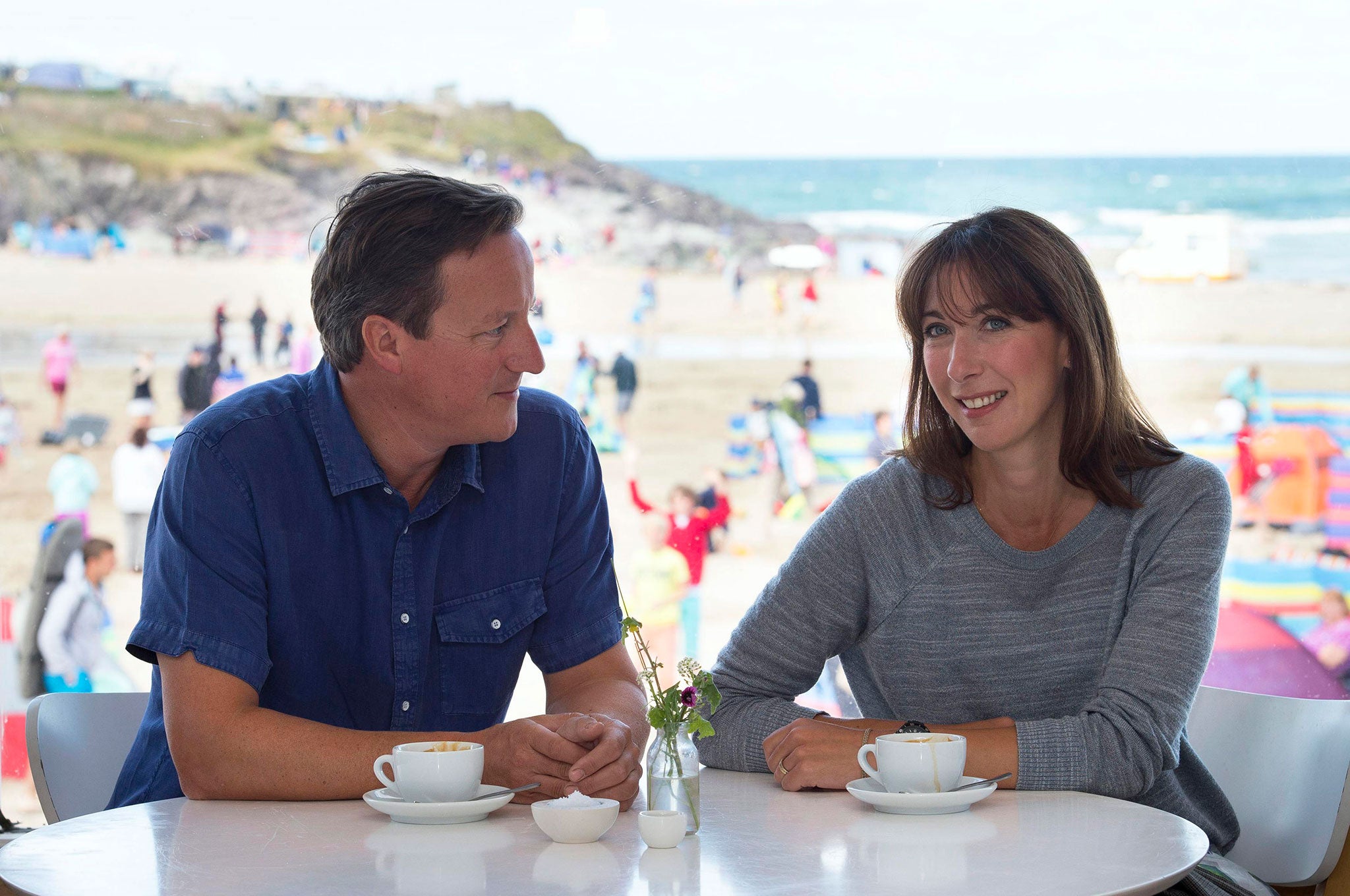 David Cameron and his wife Samantha pose for a photograph on holiday in Cornwall last summer