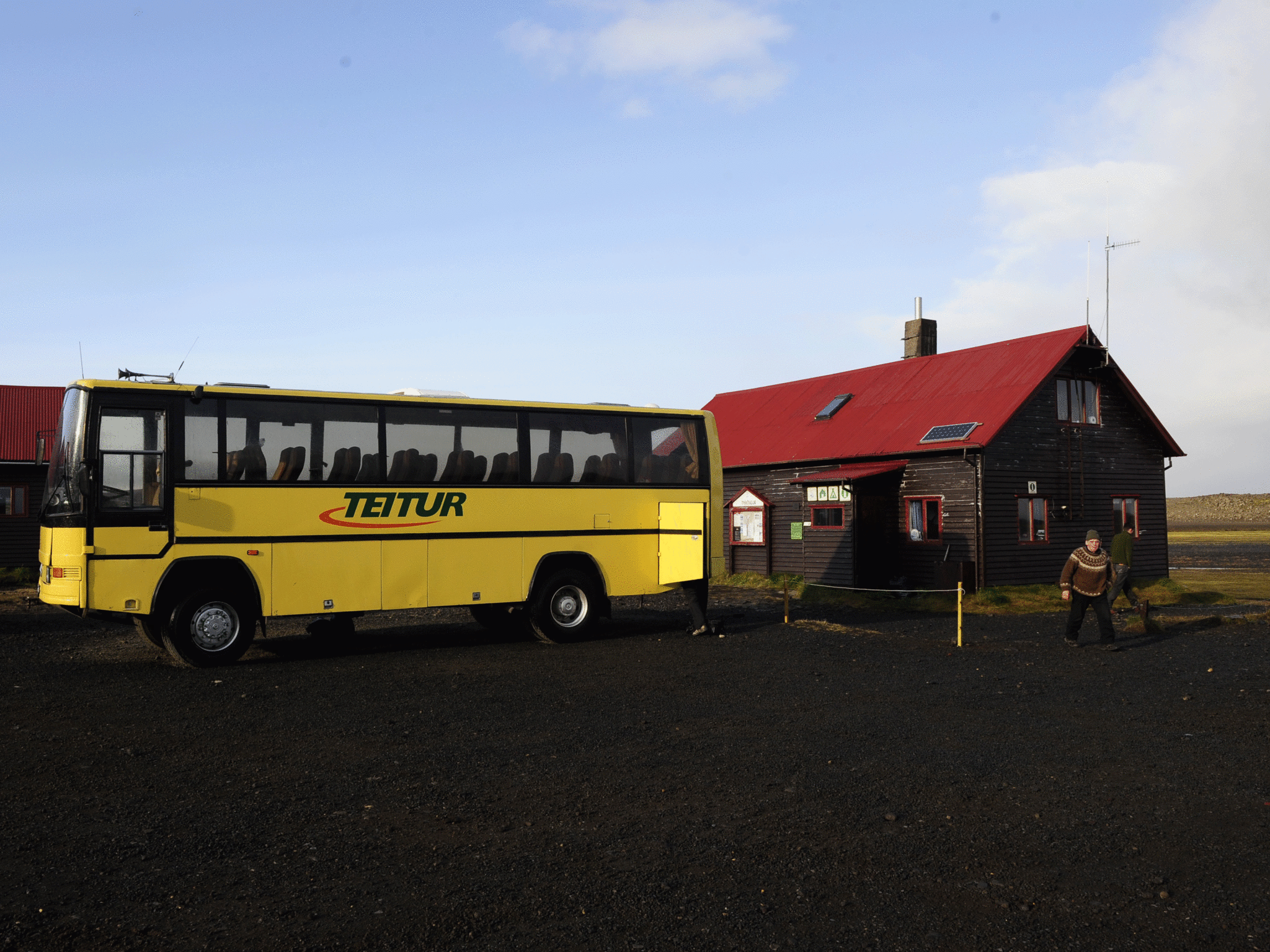 A tourist bus prepares for departure near the volcano. Many had hoped that the activity indicated a 'tourist eruption' — one that visitors could go and visit — but fears have quickly grown that disruption could be on its way.