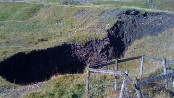 The sinkhole has been expanding in recent days, and could expand further. Source: John Hensby