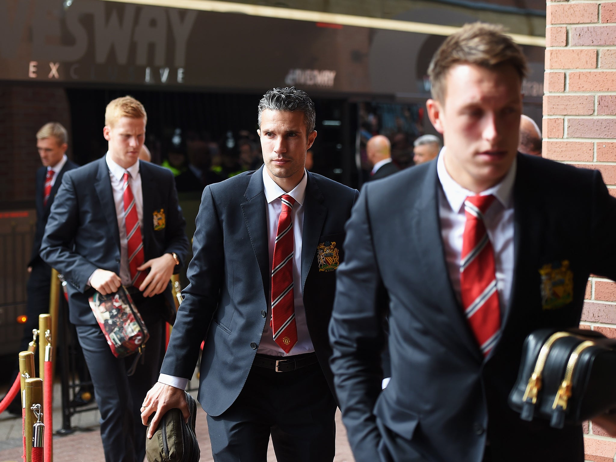 Robin van Persie arrives at the Stadium of Light