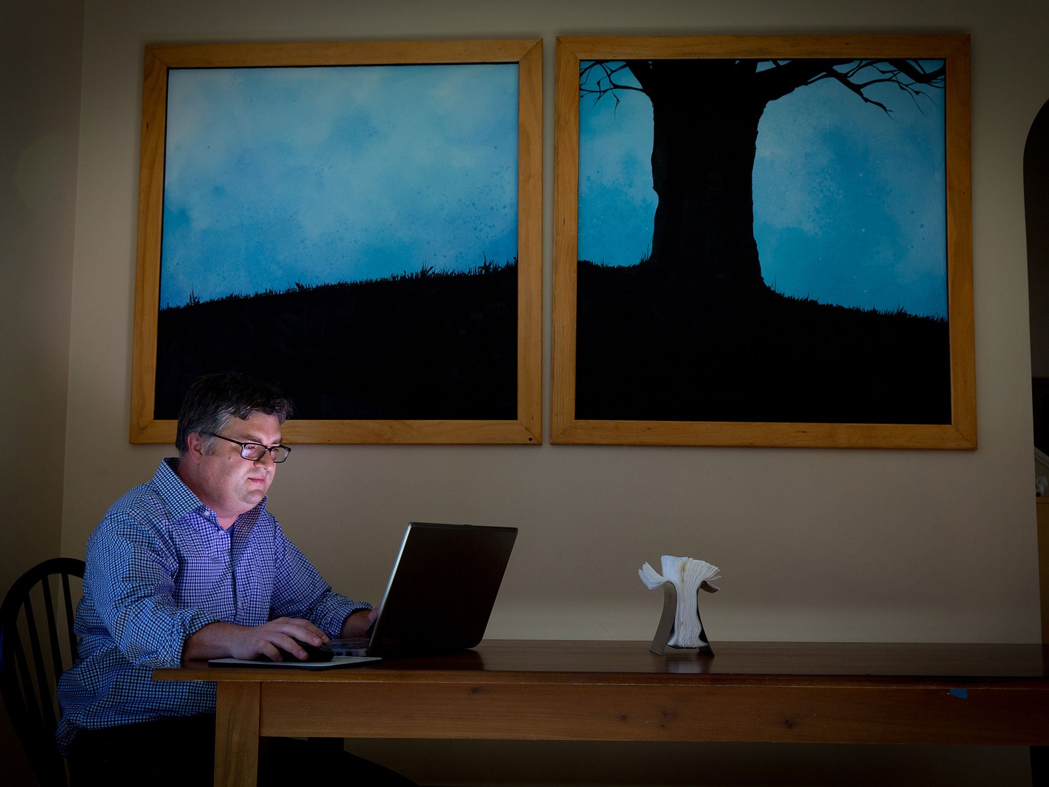 Question time: Shayne Bushfield spends much of his time researching new quiz trivia for LearnedLeague