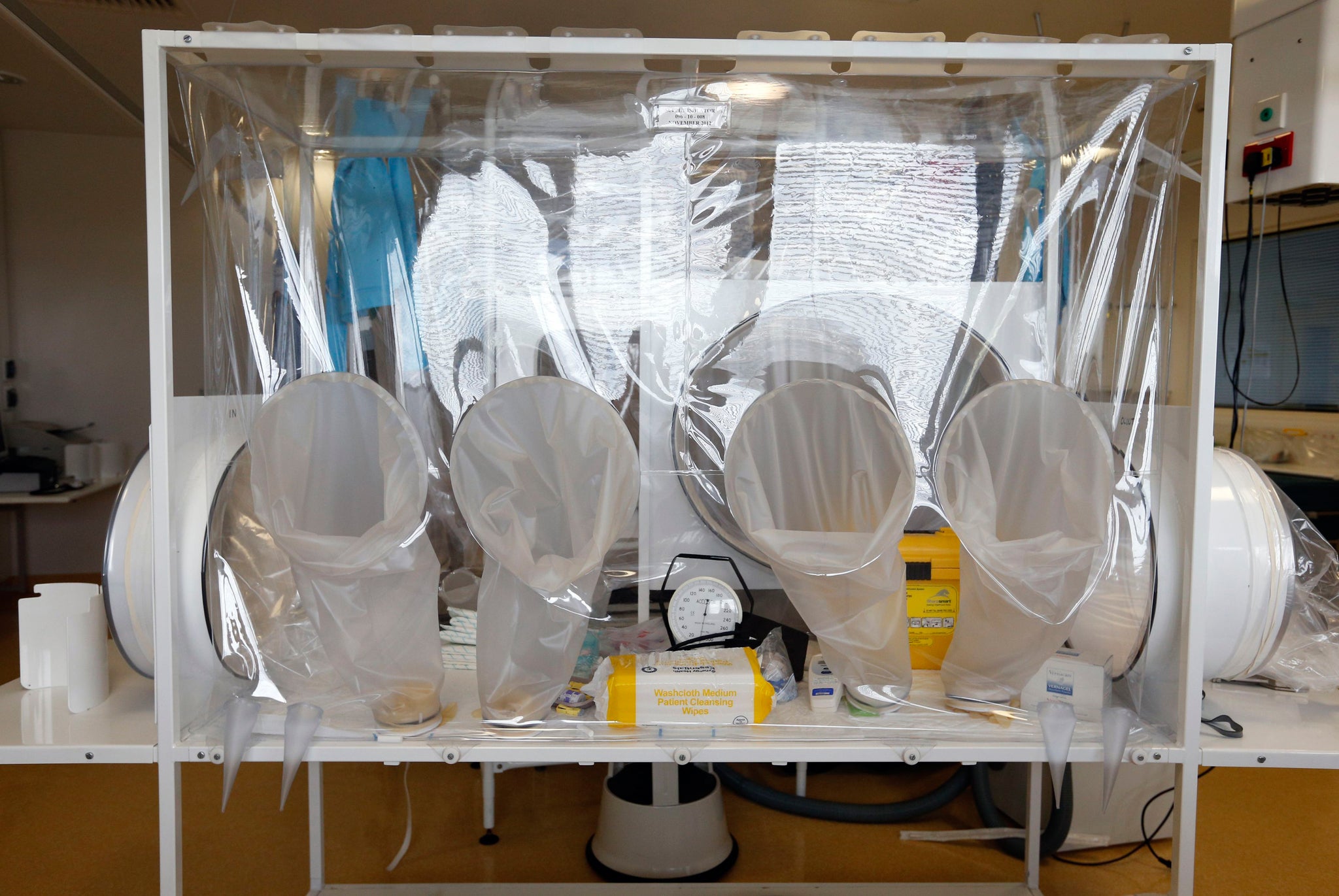 The high level isolation apparatus in the High Secure Infectious Disease Unit at The Royal Free Hospital, Hampstead, London