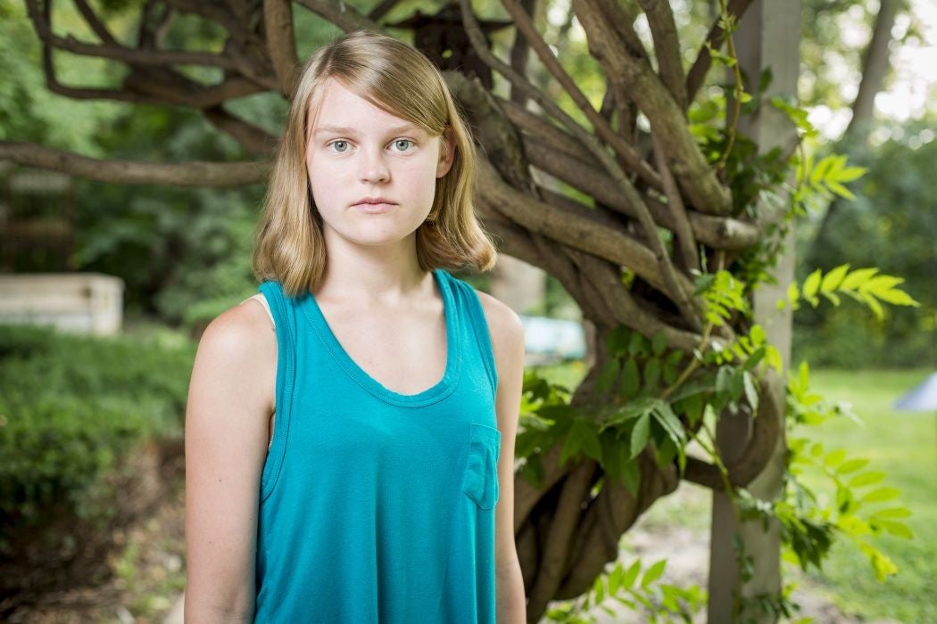 Alana Saarinen, 13, pictured at home in West Bloomfield, Michigan, on Saturday