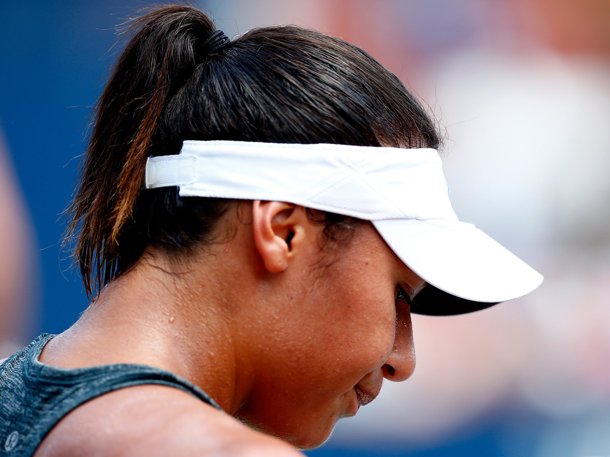 Heather Watson pictured during her first round exit to Sorana Cirstea of Romania