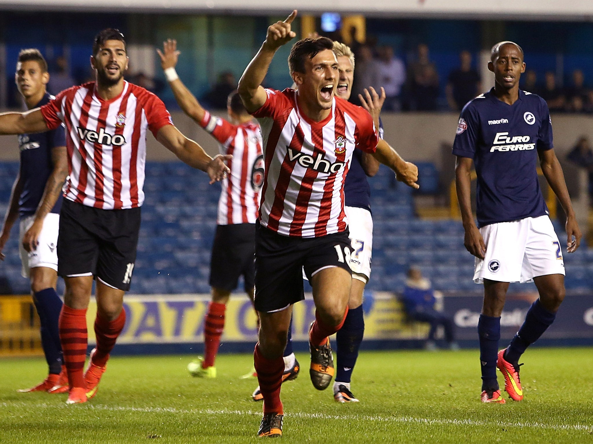 Jack Cork celebrates after scoring Southampton's opener