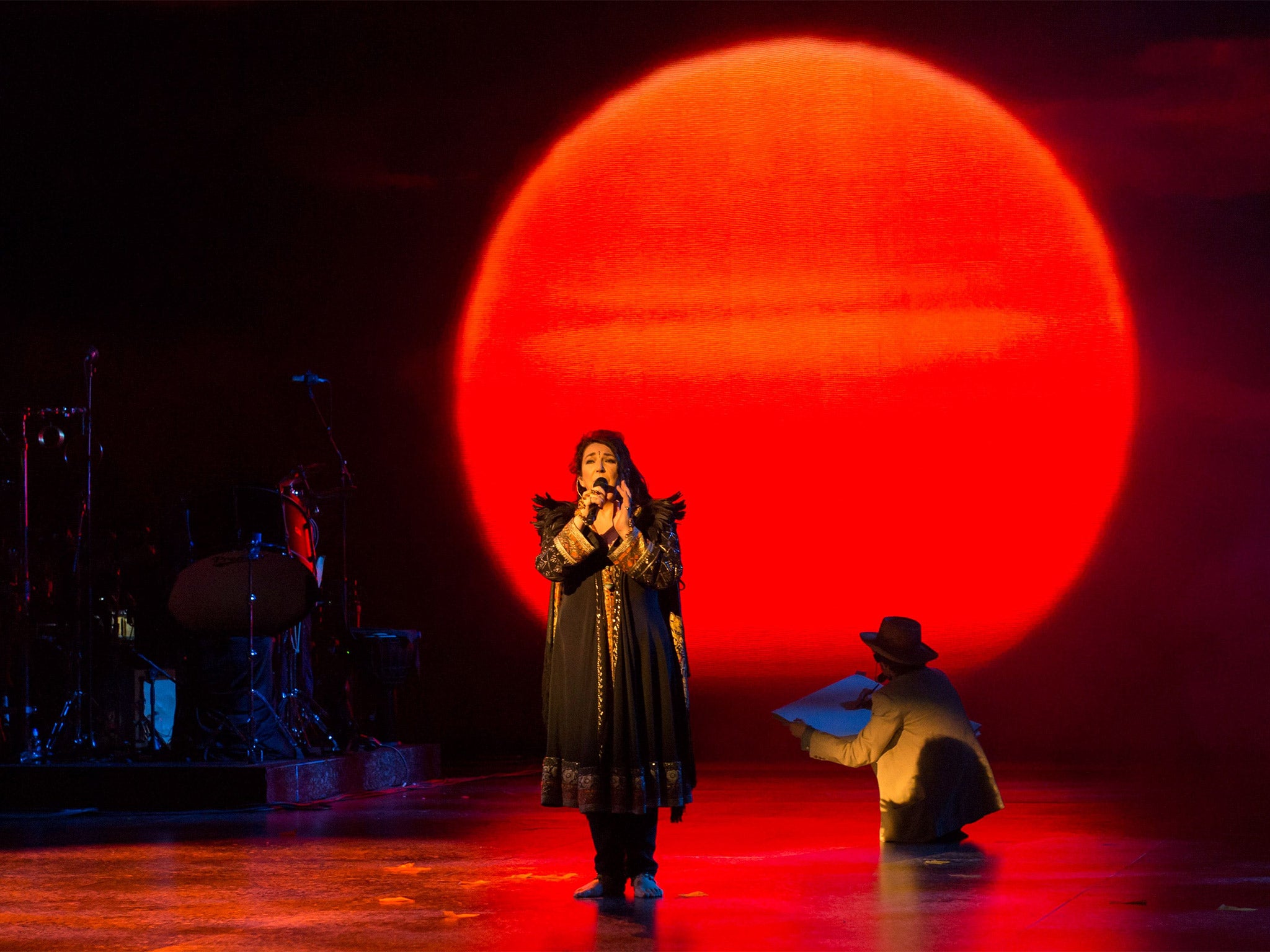 Kate Bush performing at the Hammersmith Apollo in 2014 – 35 years after her last live performance