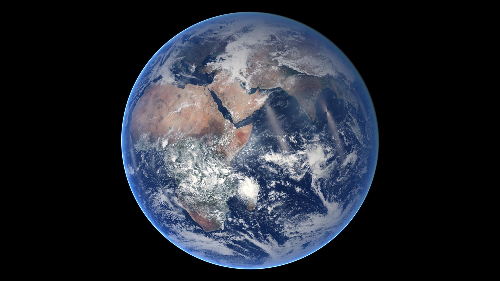 A still from the footage showing planet Earth frozen as a 'Blue Marble' once more. Image credit: Nasa