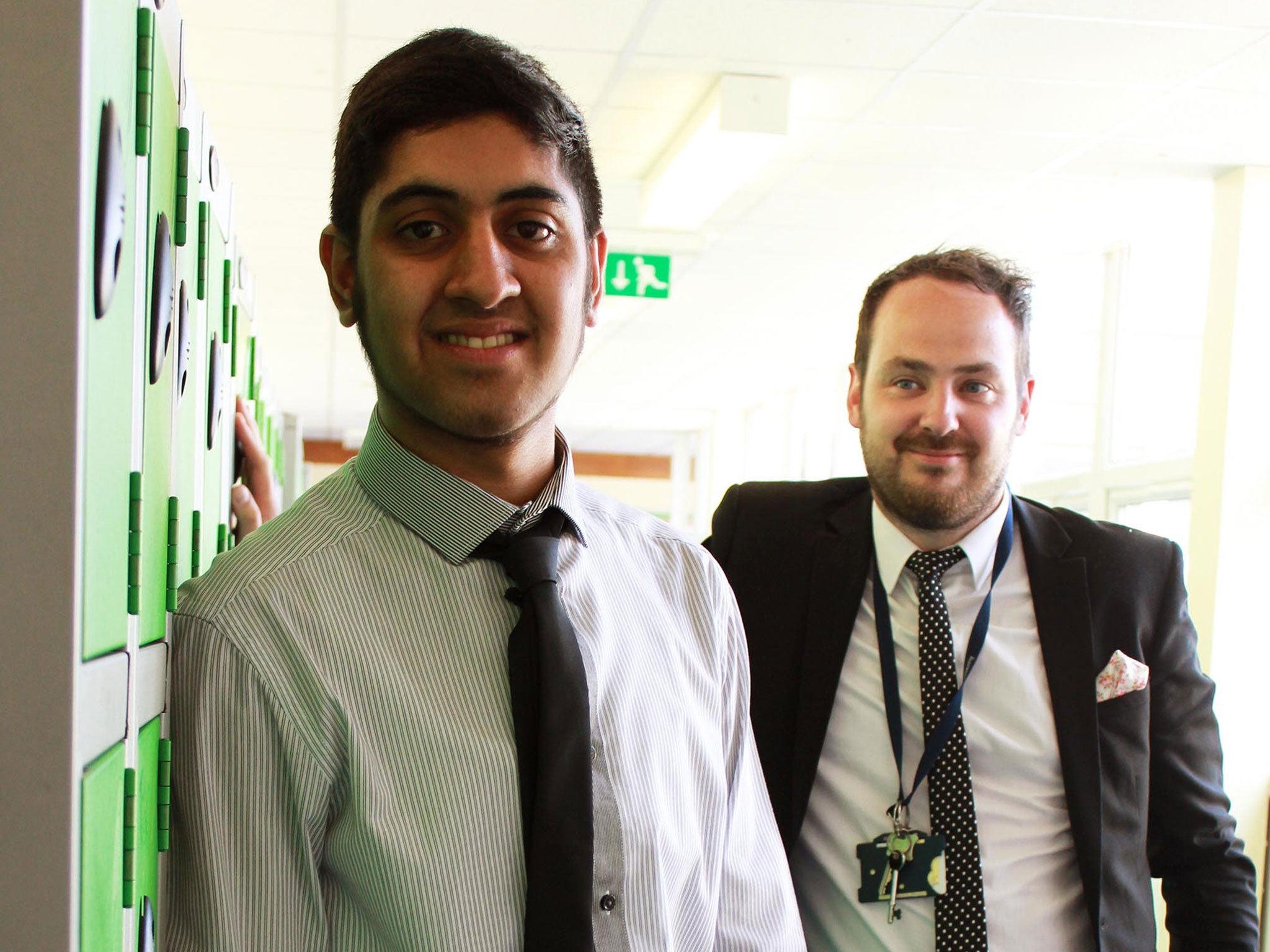 Life lesson: Musharaf Asghar, with his former teacher Mr Burton, in Stammer School