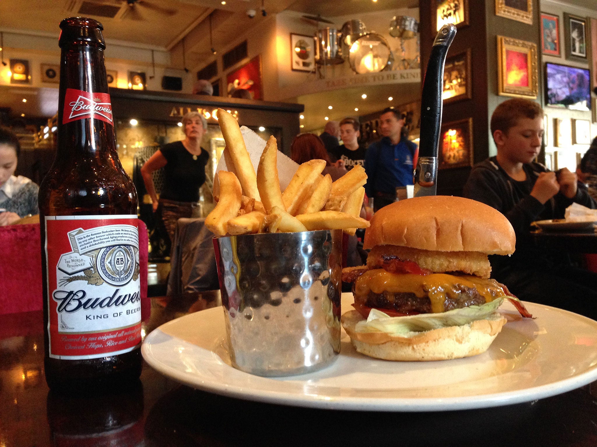 A meal at the Hard Rock Café in Piccadilly Circus