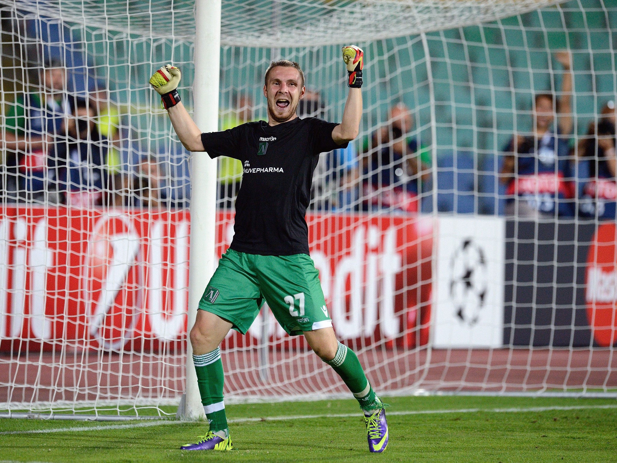 Cosmin Moti celebrates his match-winning efforts