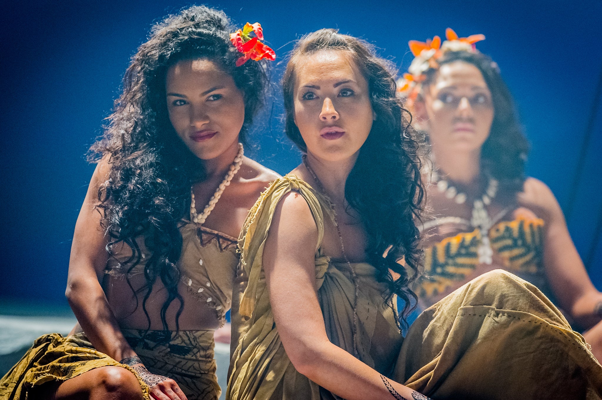 Saffron Hocking (Te'o), Vanessa Emme (Fasto) and Lois Chimimba (Te Lahu) in Pitcairn