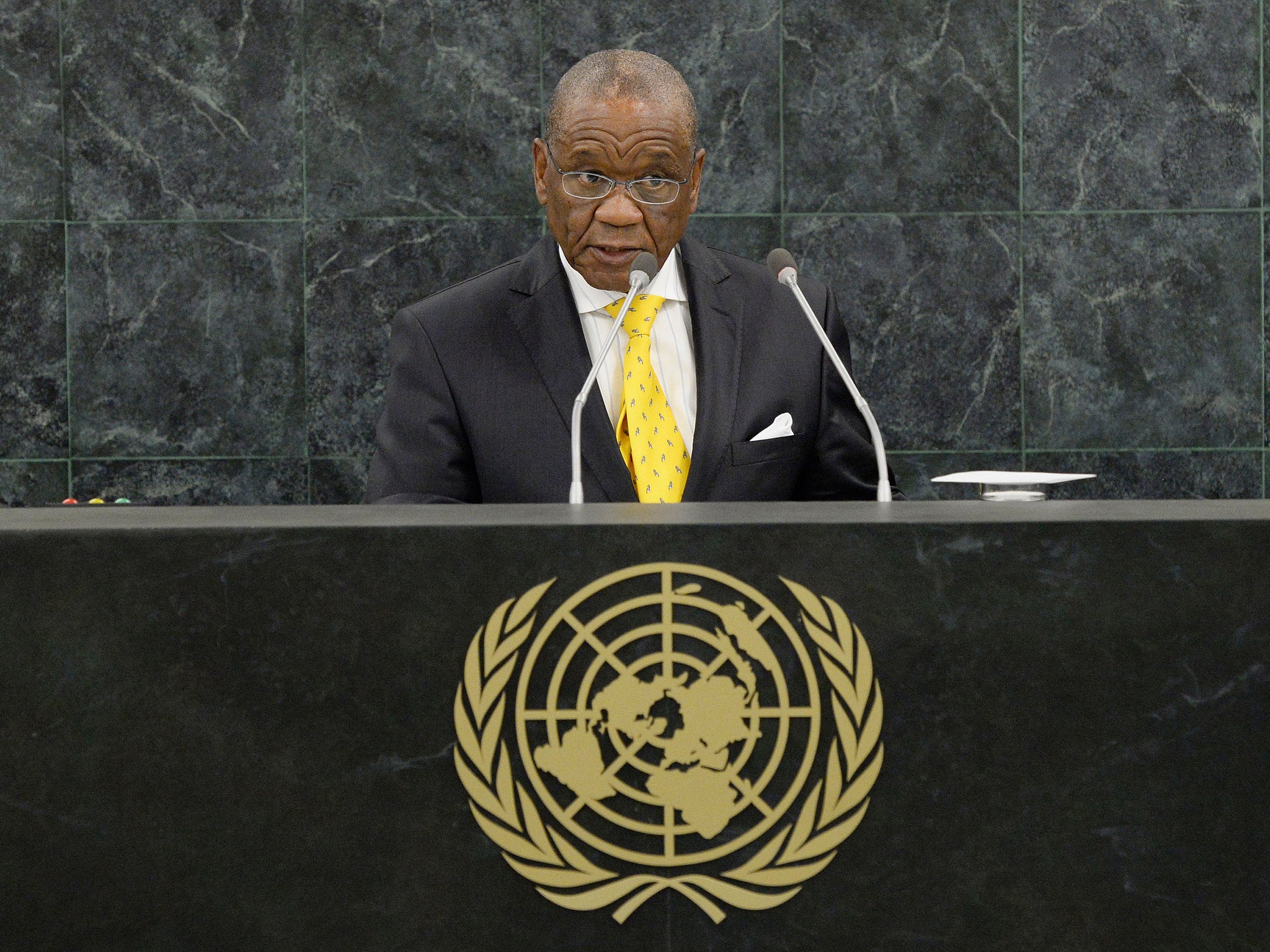 Thomas Thabane, Prime Minister of Lesotho, addressing the United Nations General Assembly in 2013