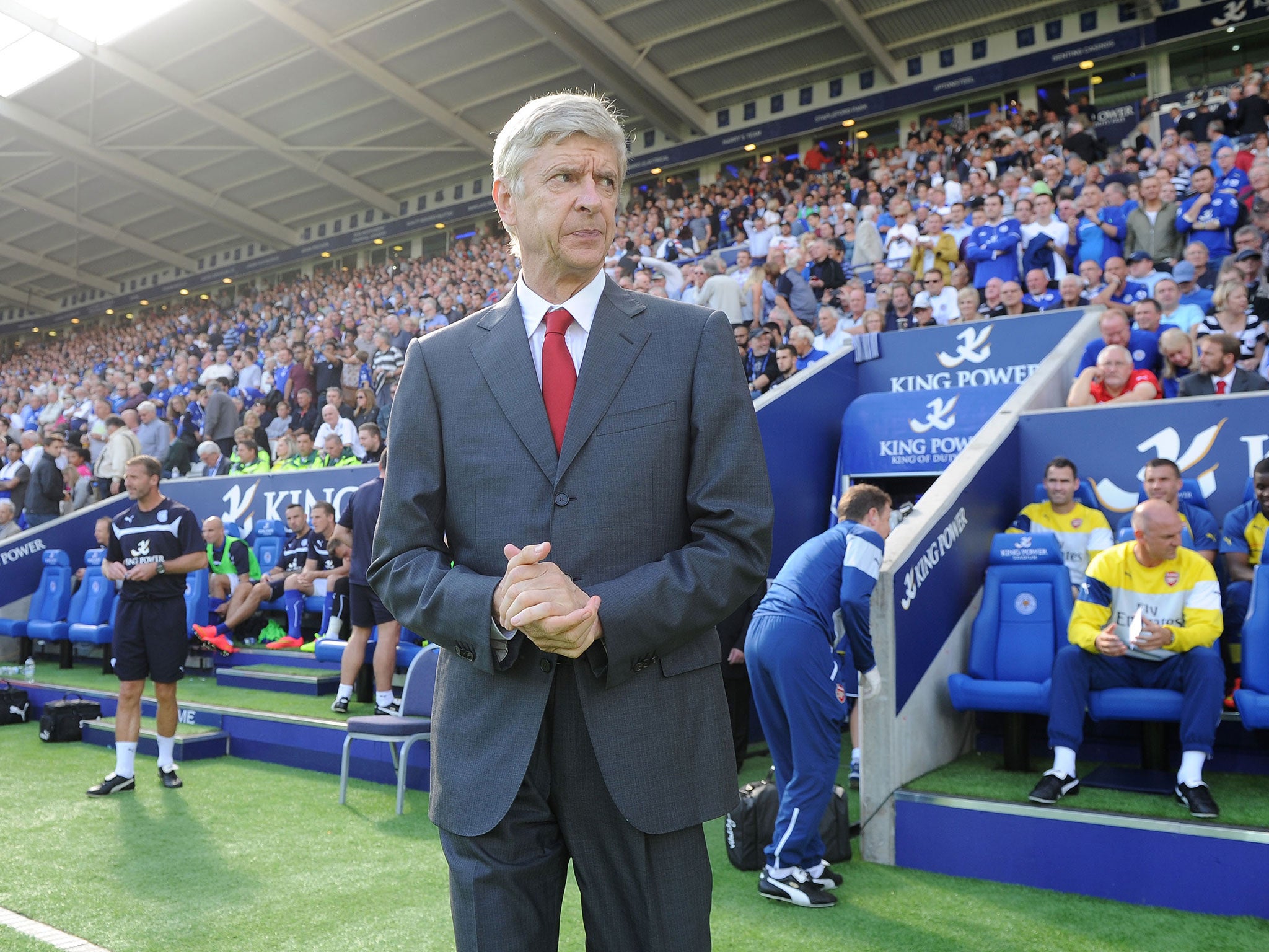 Arsene Wenger looks on at the King Power Stadium