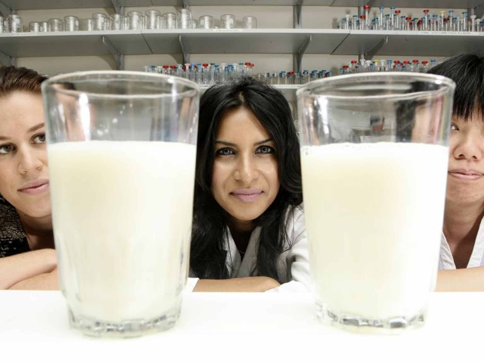 Glass half-full: Sebely Pal, centre, with her Curtin University researchers