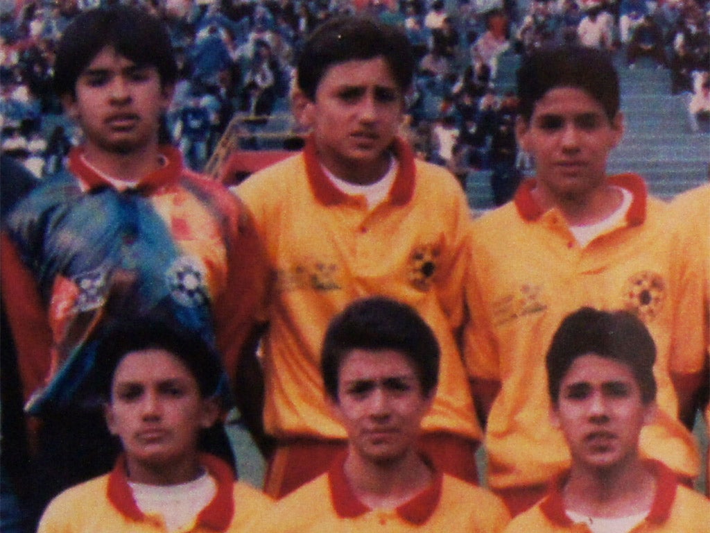 Radamel Falcao (top right) playing for one of the Bogota youth sides aged 11