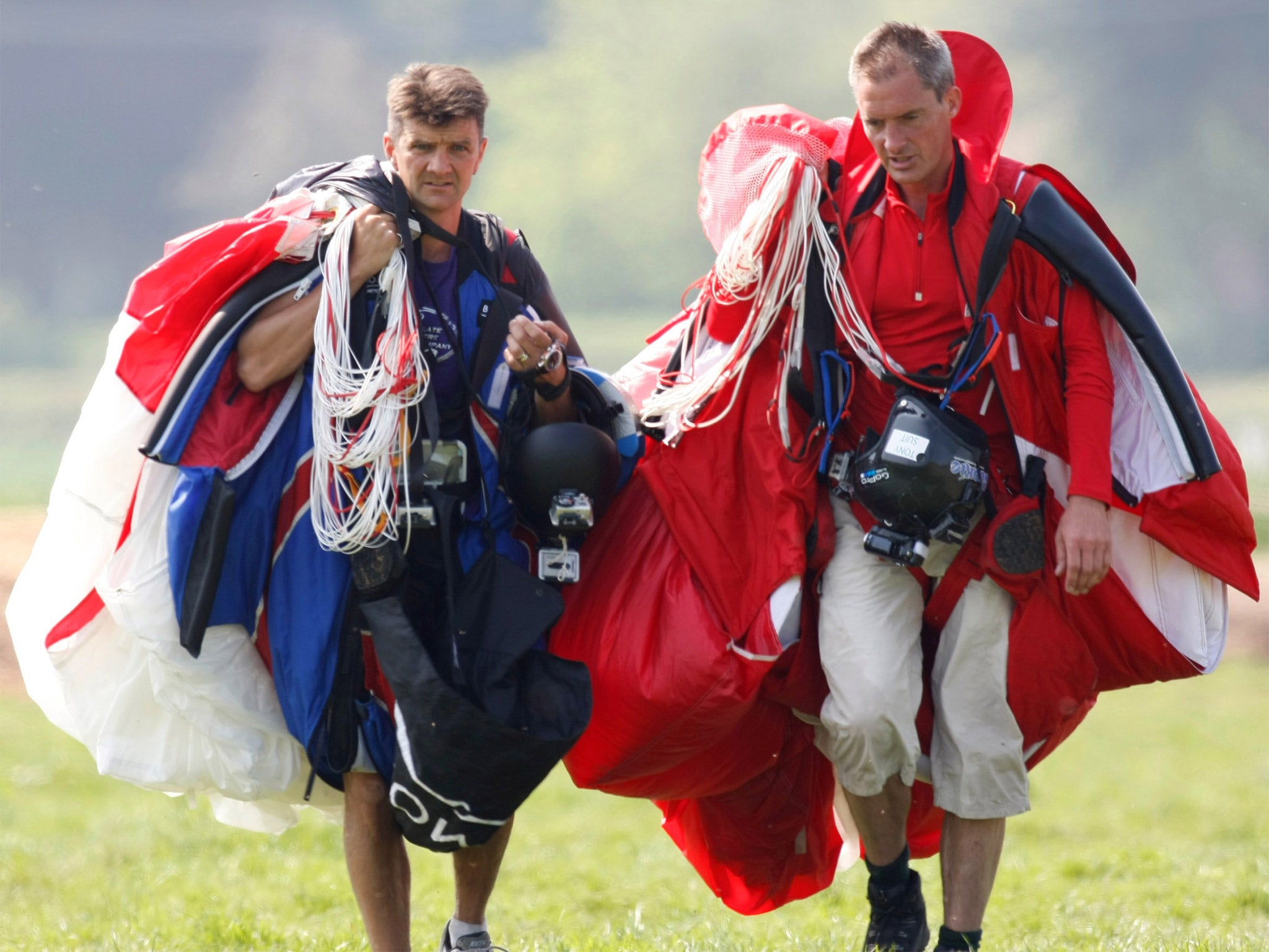 British stuntman Gary Connery, left, once landed without the help of a parachute - by crashing into a giant pile of cardboard boxes