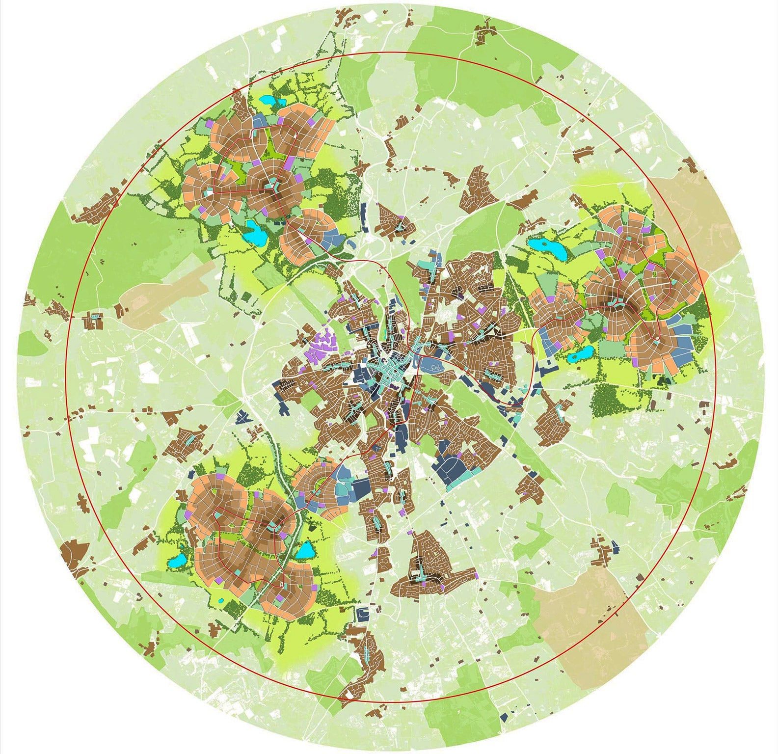 A map of the fictional garden city of Uxcester which helped David Rudlin to win this year’s Wolfson Prize