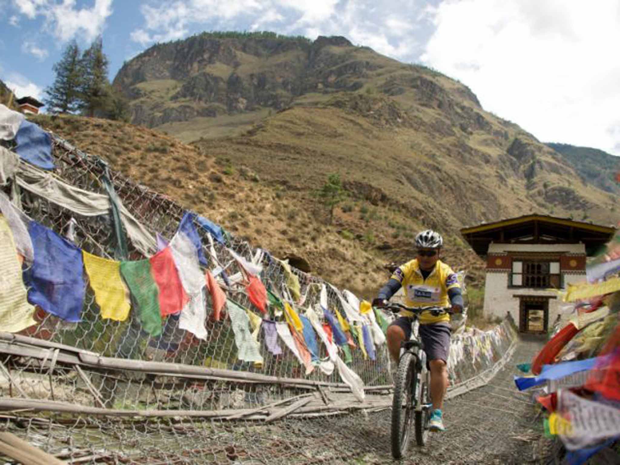 Holy sight: Colourful prayer flags feature in the villages