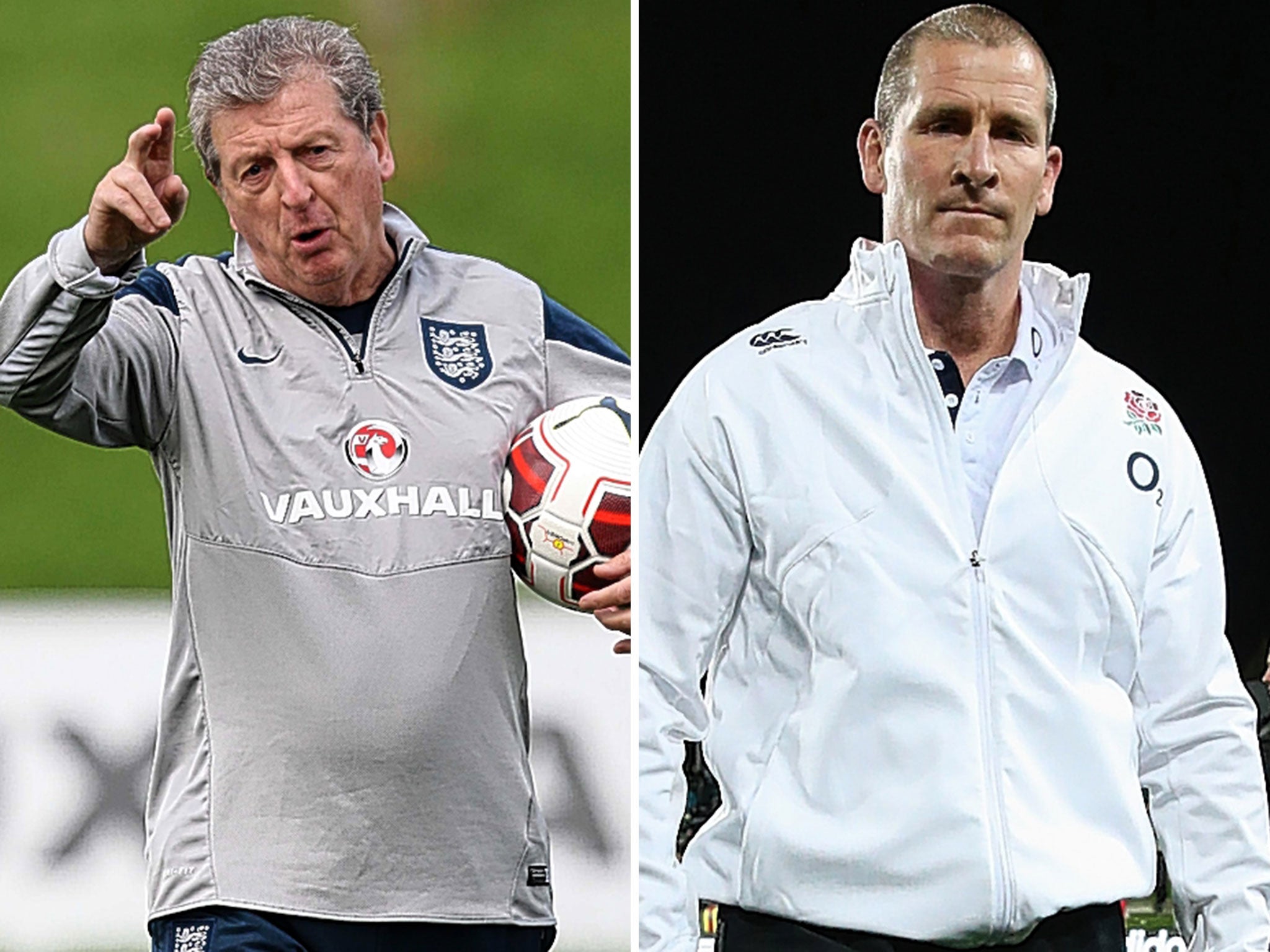 Codes apart: Roy Hodgson (left) is in danger of failing Stuart Lancaster’s acid test of leadership