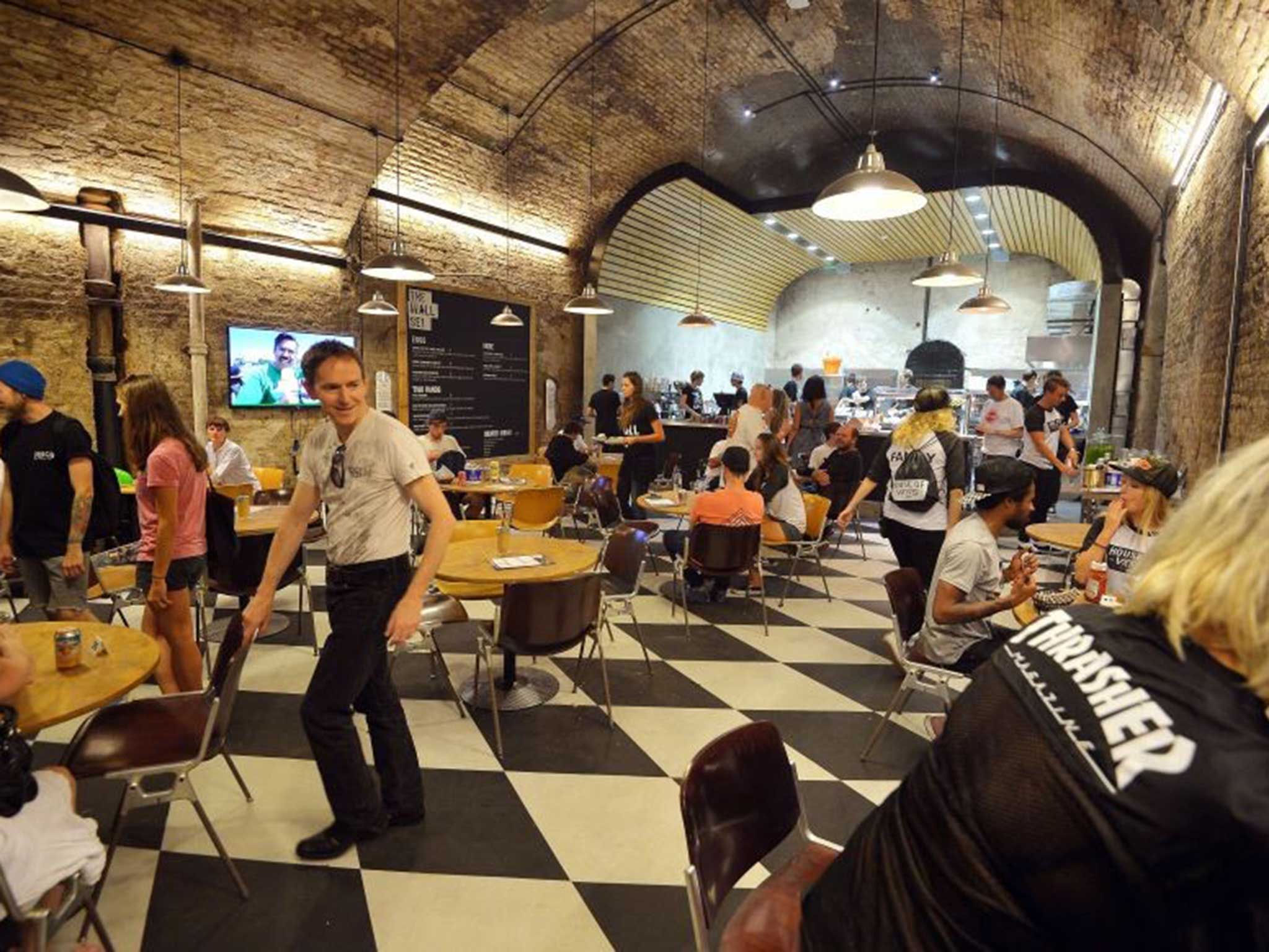 The restaurant at the House of Vans skateboard park, under London’s Waterloo station