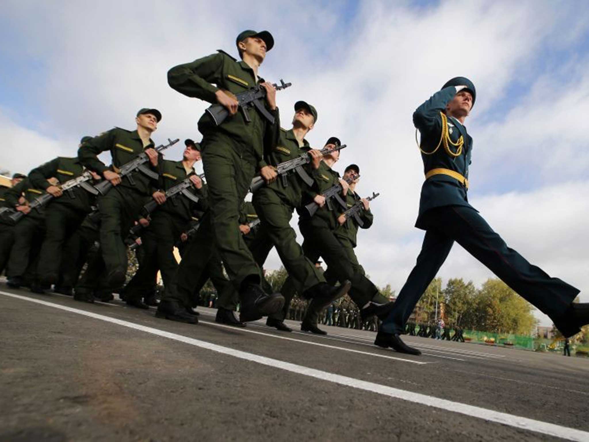 First-year cadets at the Military University of Communication in St Petersburg last week