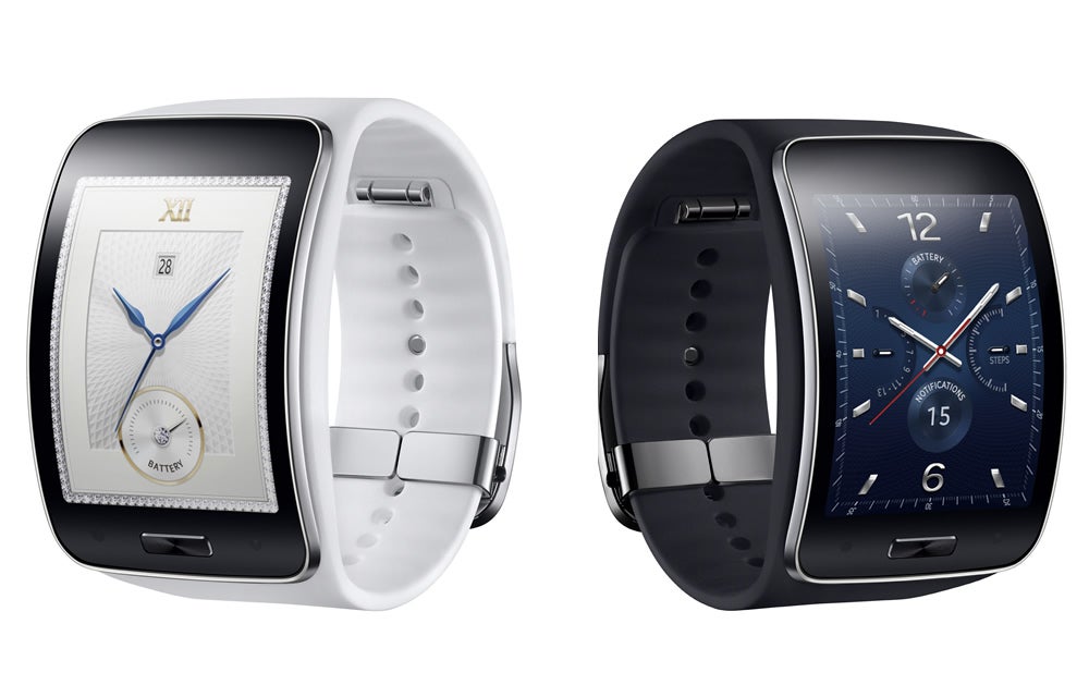 The Samsung Gear S, which has a rectangular, curved face