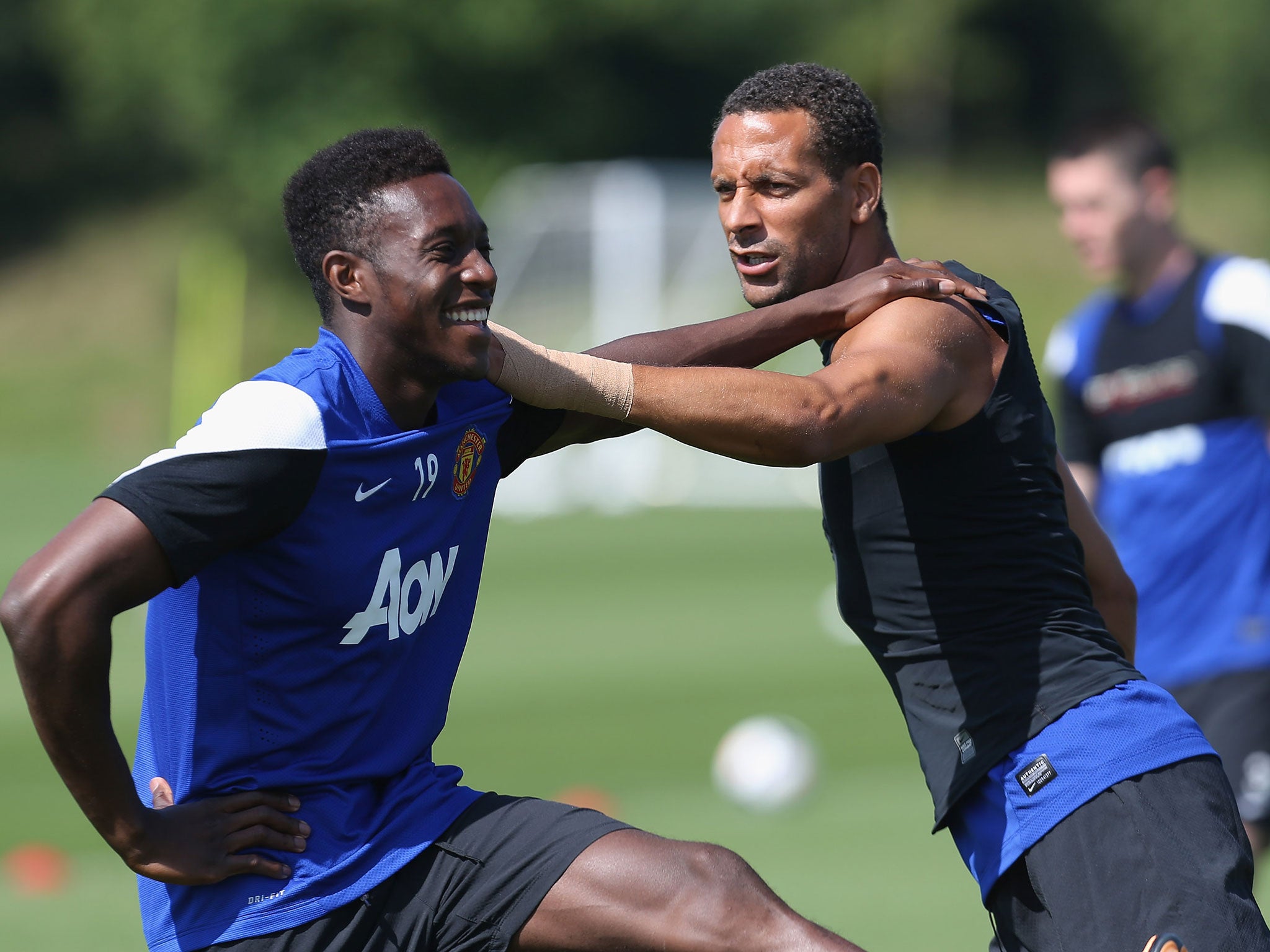 Danny Welbeck (left) and Rio Ferdinand pictured during Manchester United training last year