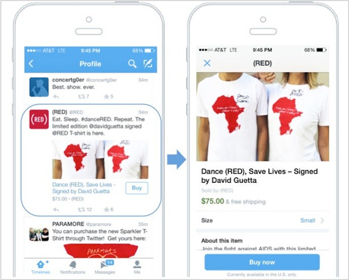 Twitter will allow direct purchasing on its site with the 'Buy' button