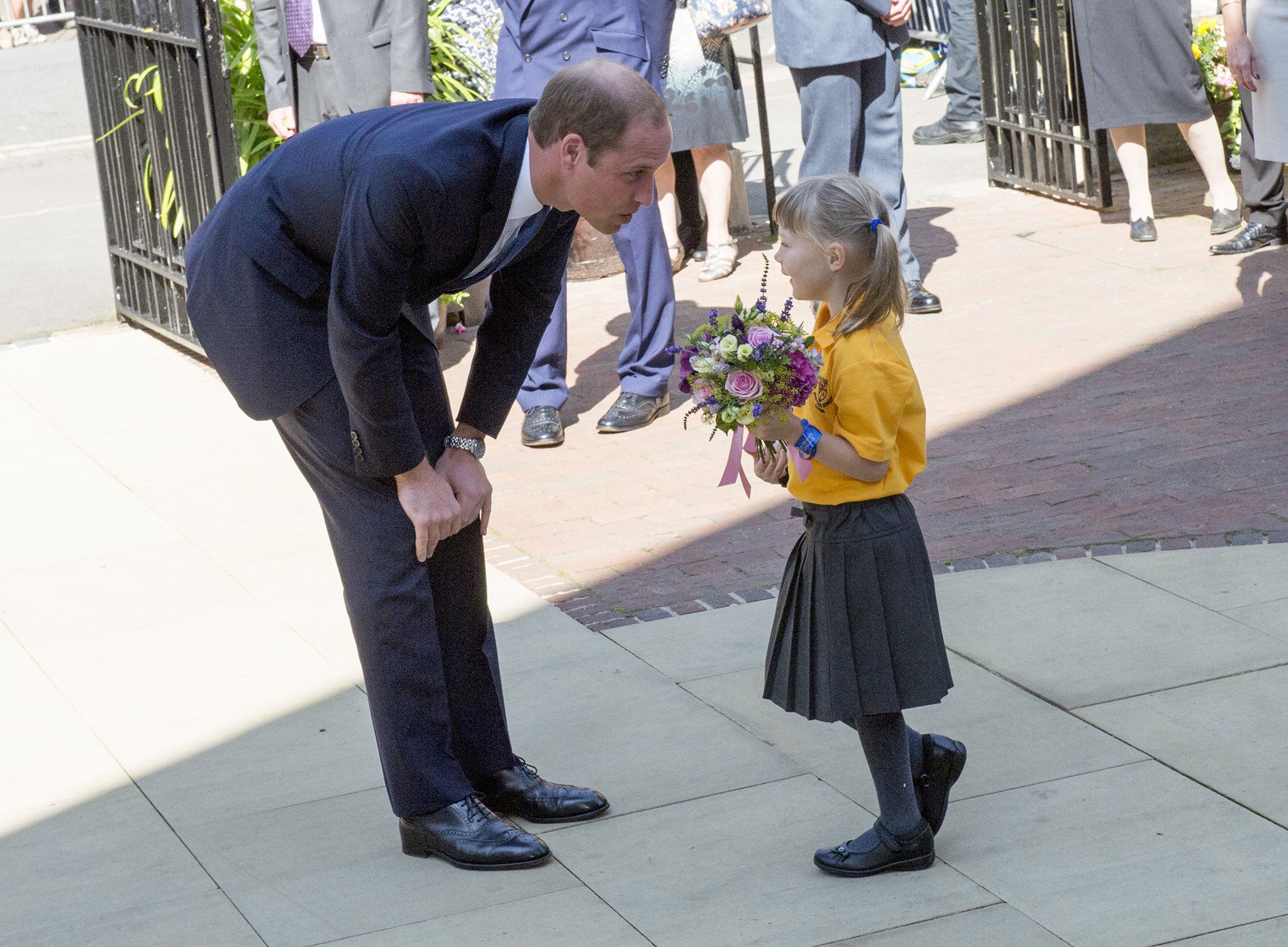 The Duke of Cambridge meets a young fan during an official visit to Oxford today 8 September