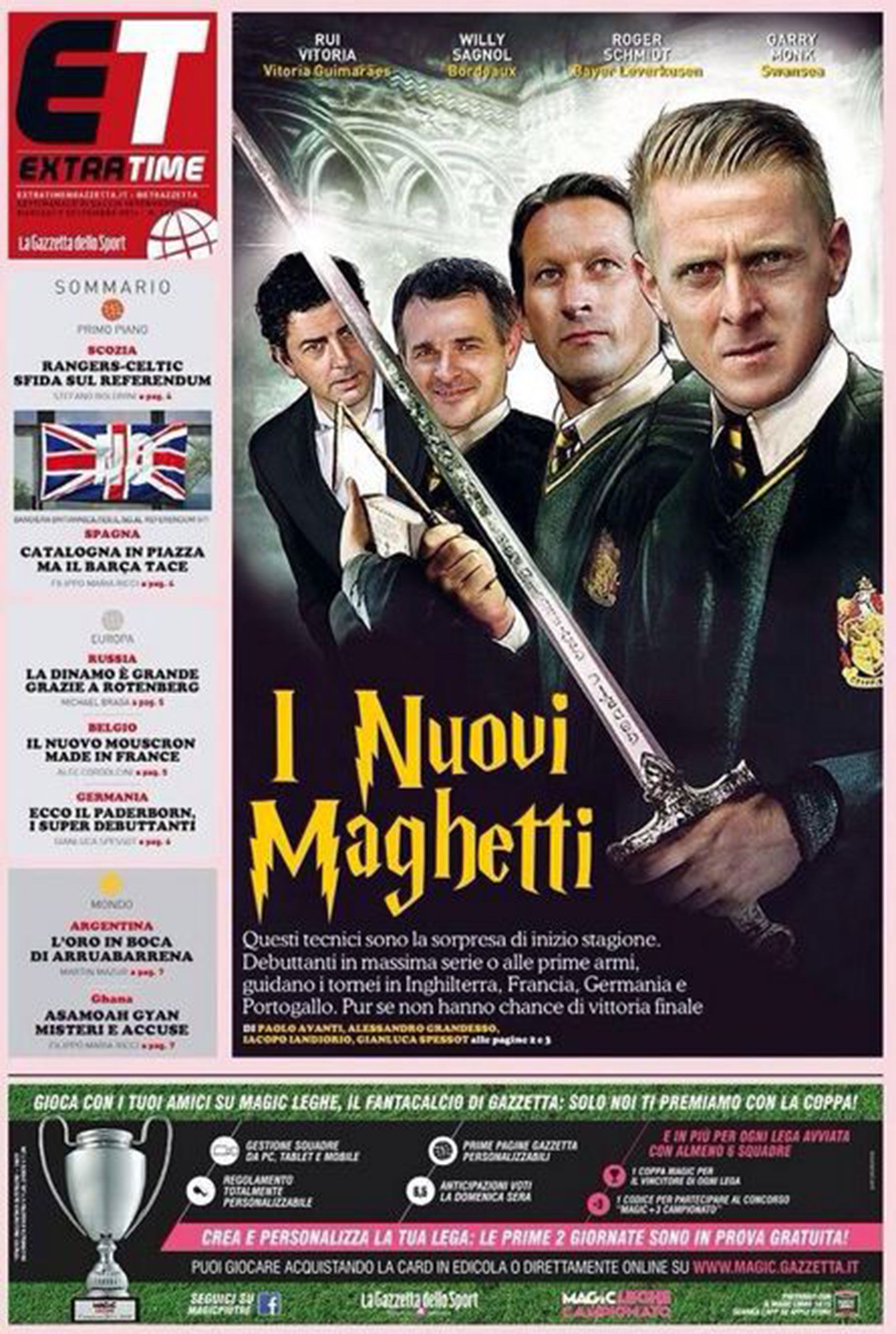 Garry Monk on the cover of La Gazzetta dello Sport's European football supplement