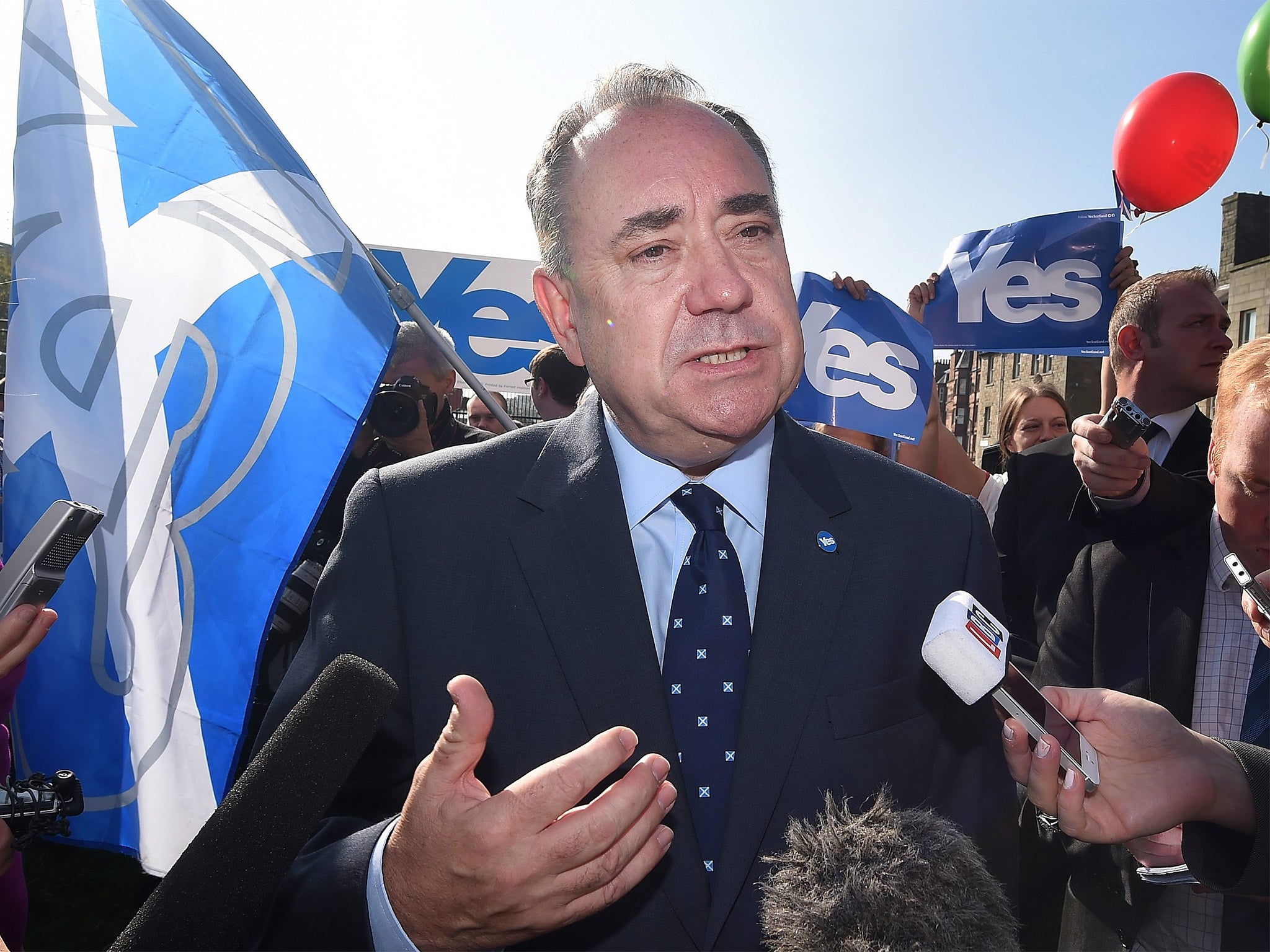 Scotland's First Minister Alex Salmond campaigns for a Yes vote in east Edinburgh, Scotland