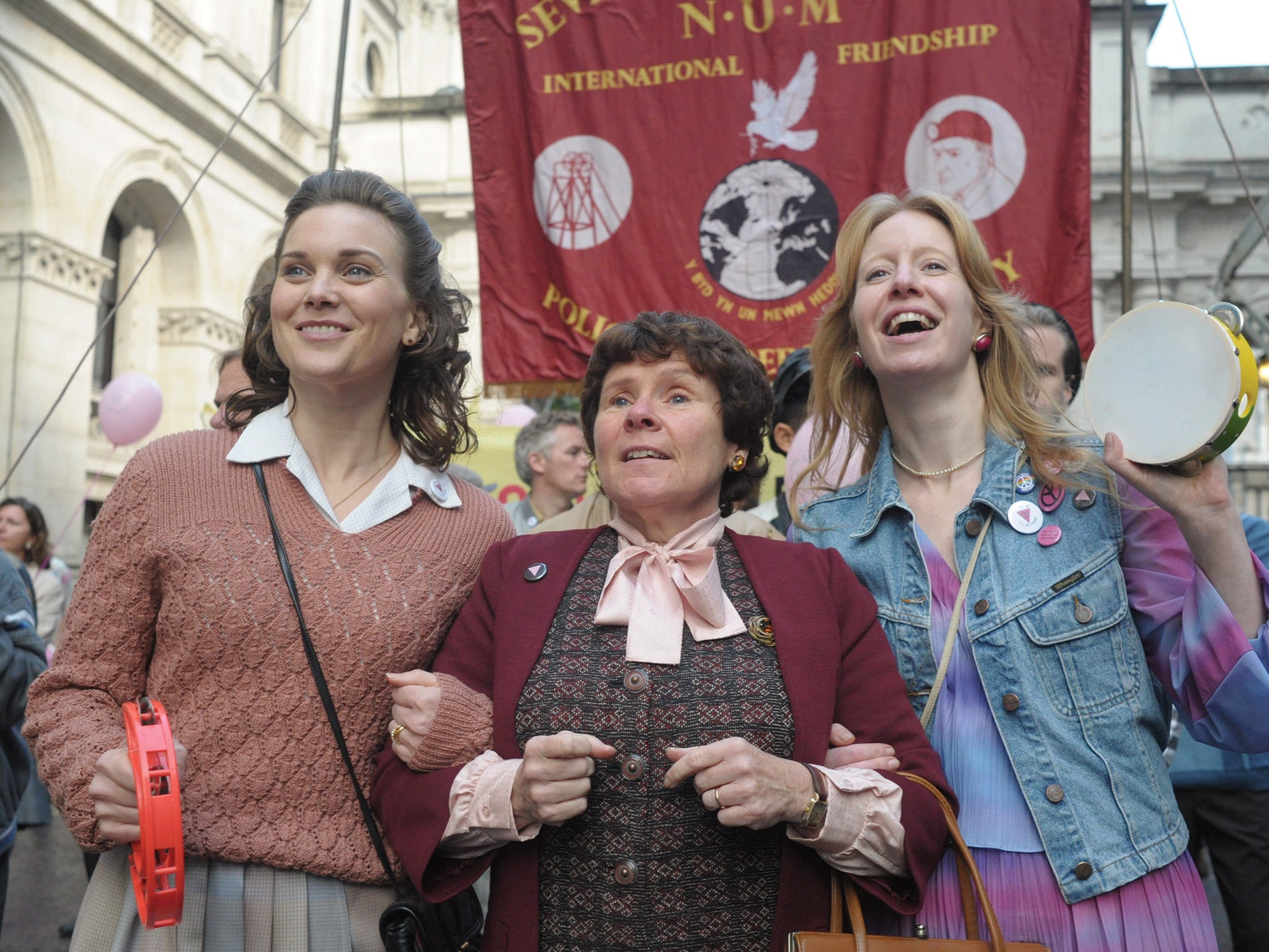 Forward march: Liz White, Imelda Staunton and Nia
Gwynne in Pride