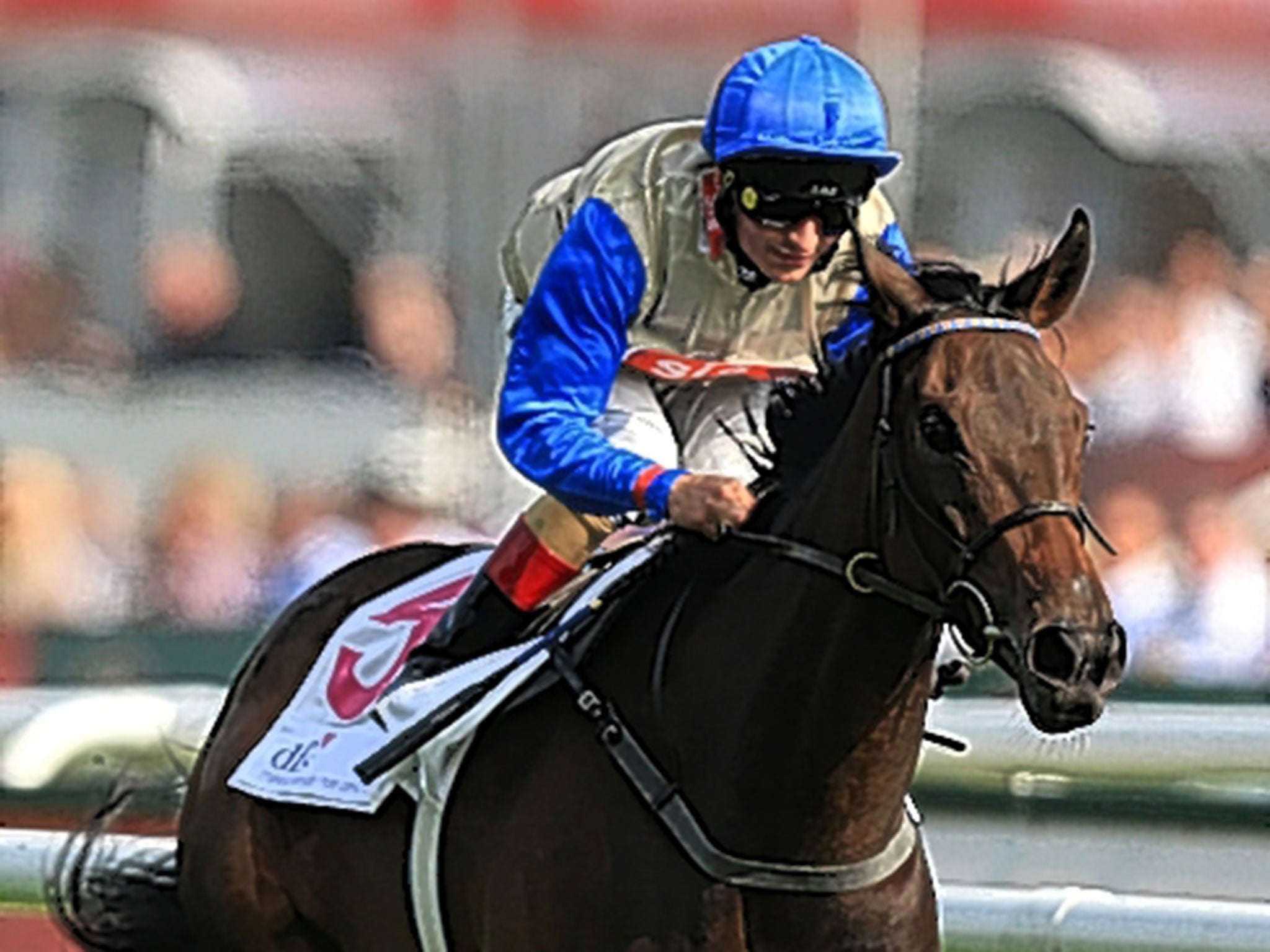 Silk Sari, ridden by Andrea Atzeni, wins The DFS Park Hill Stakes during day two of the 2014 Ladbrokes St Leger Festival at Doncaster today