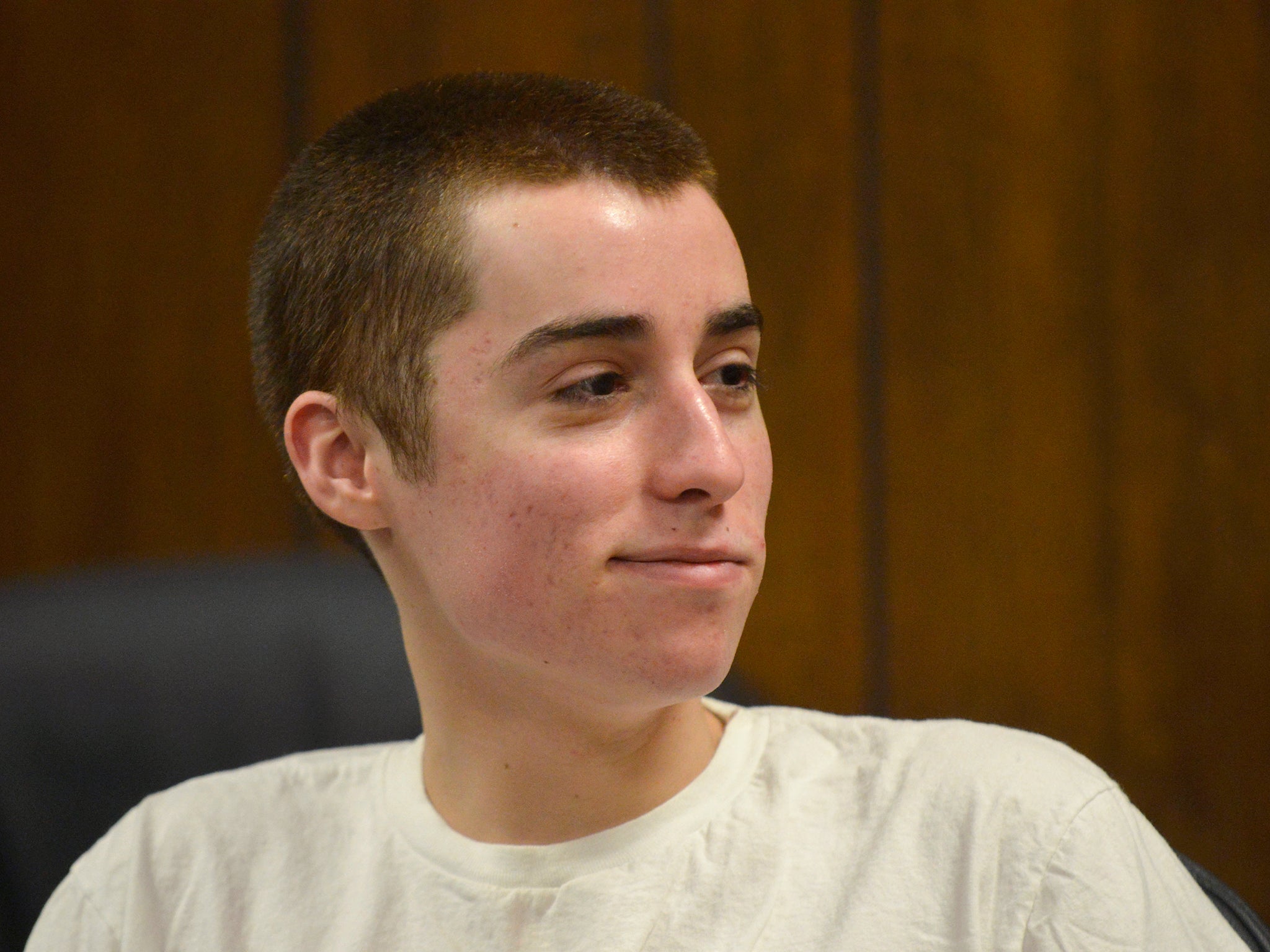 TJ Lane smirking during his sentencing in March 2013