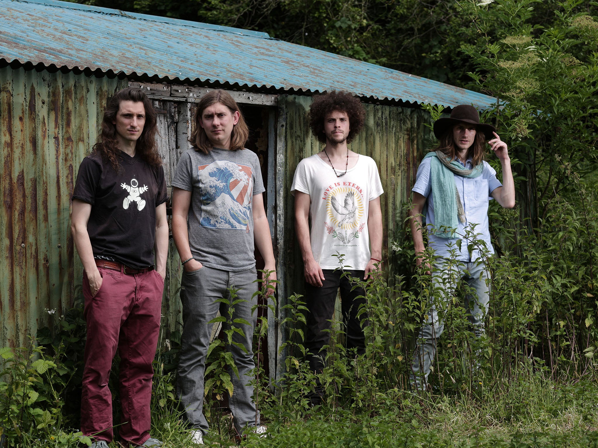 Syd Arthur photographed at their rehearsal space in Kent.