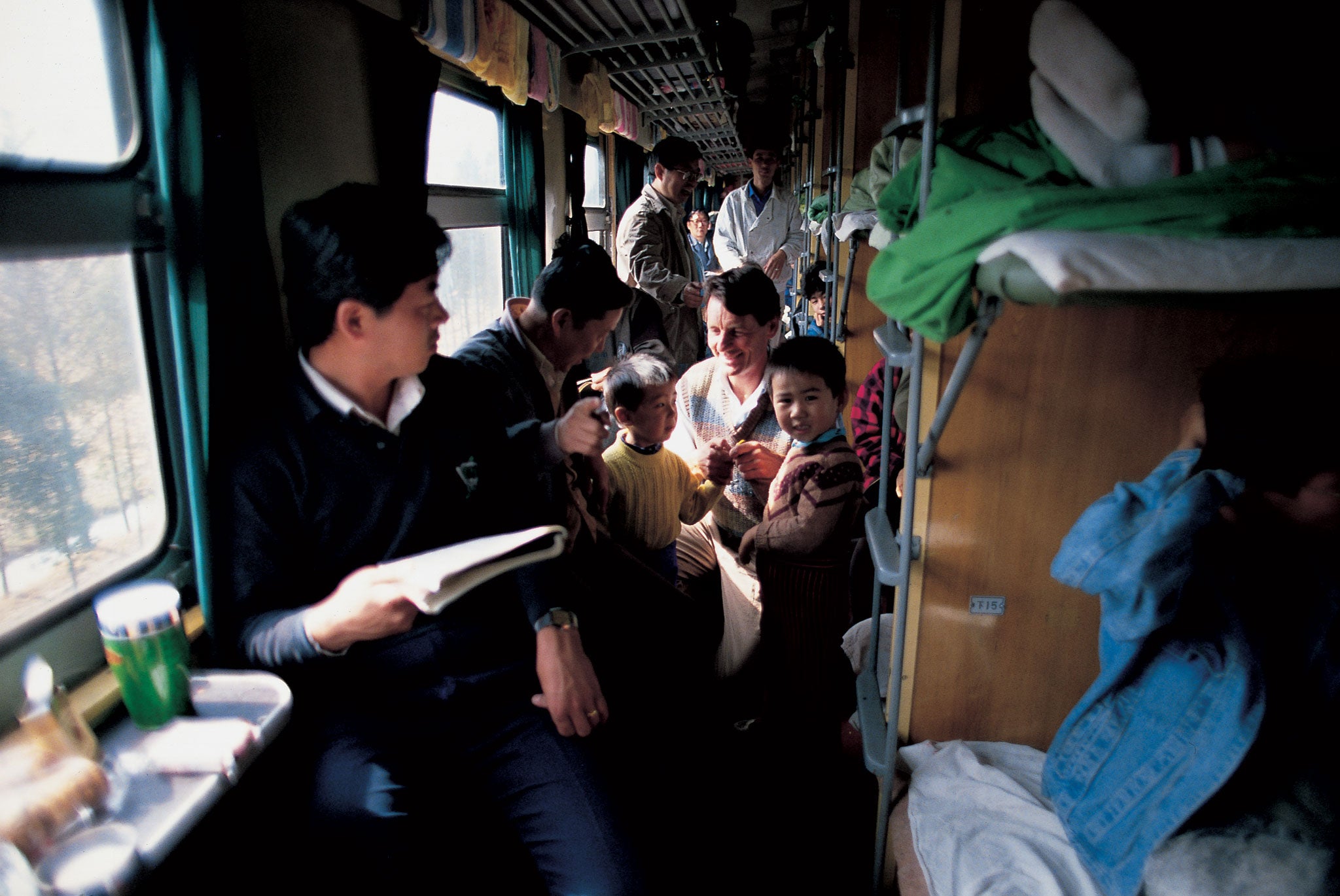 Palin aboard a train in 80 Days Around the World