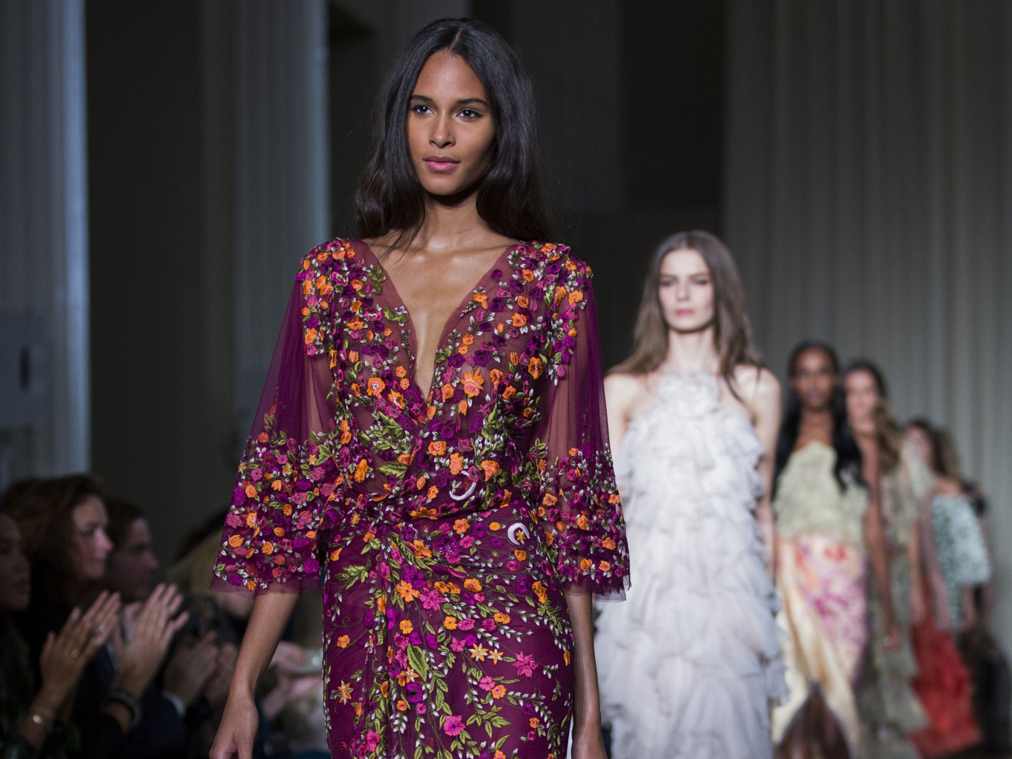 Models walk the runway at the Marchesa show during London Fashion Week Spring Summer 2015