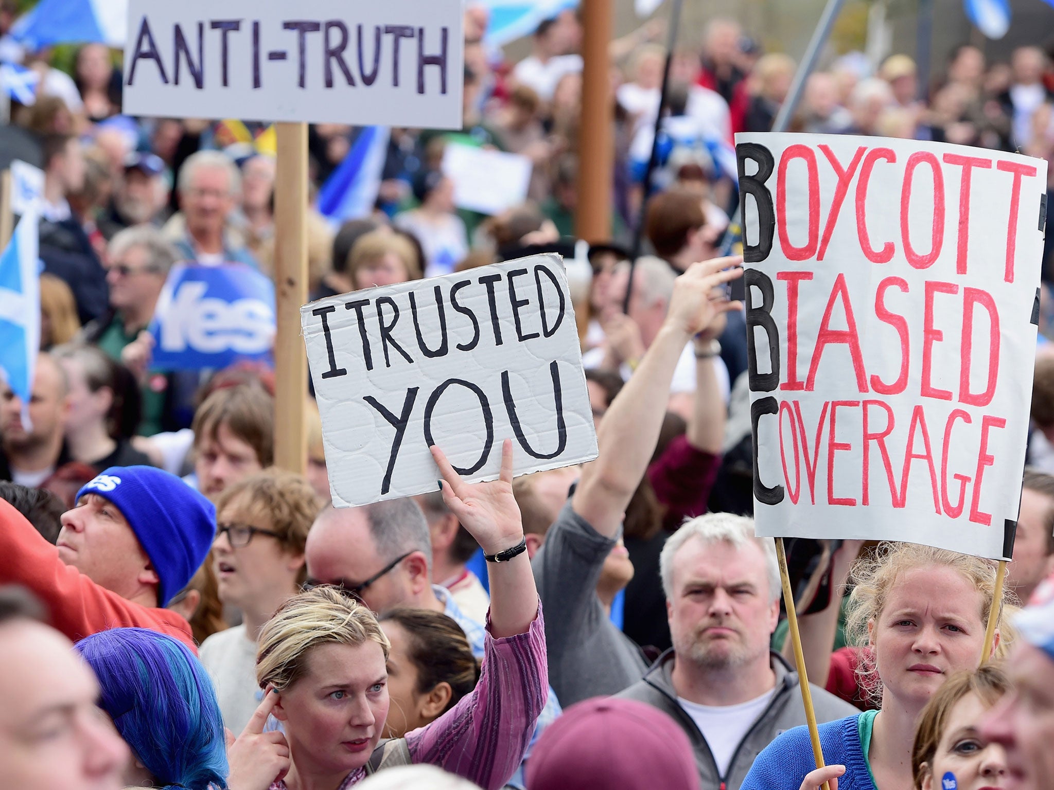 On Sunday thousands of Yes campaigners descended on the BBC’s Scottish headquarters in Glasgow’s Pacific Quay in protest