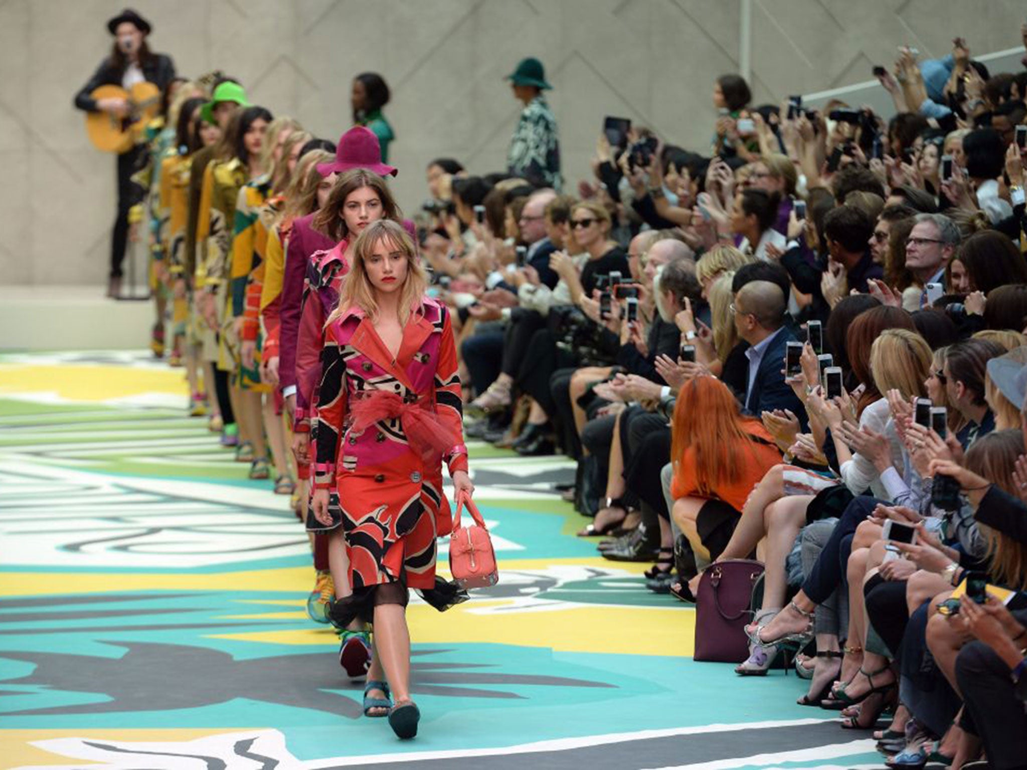 Christopher Bailey’s collection for Burberry Prorsum was awash with bright prints