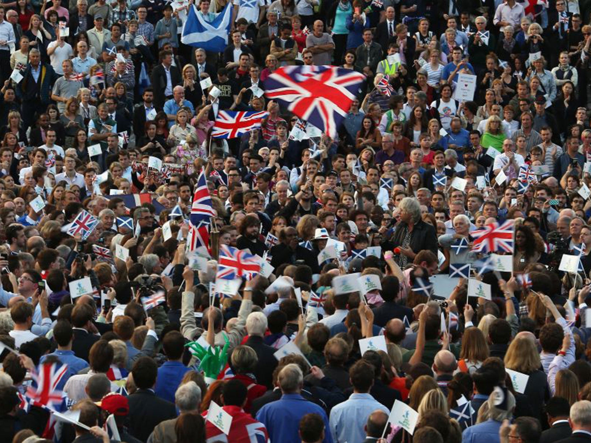 A rally for the Better Together campaign in Trafalgar Square on Monday.