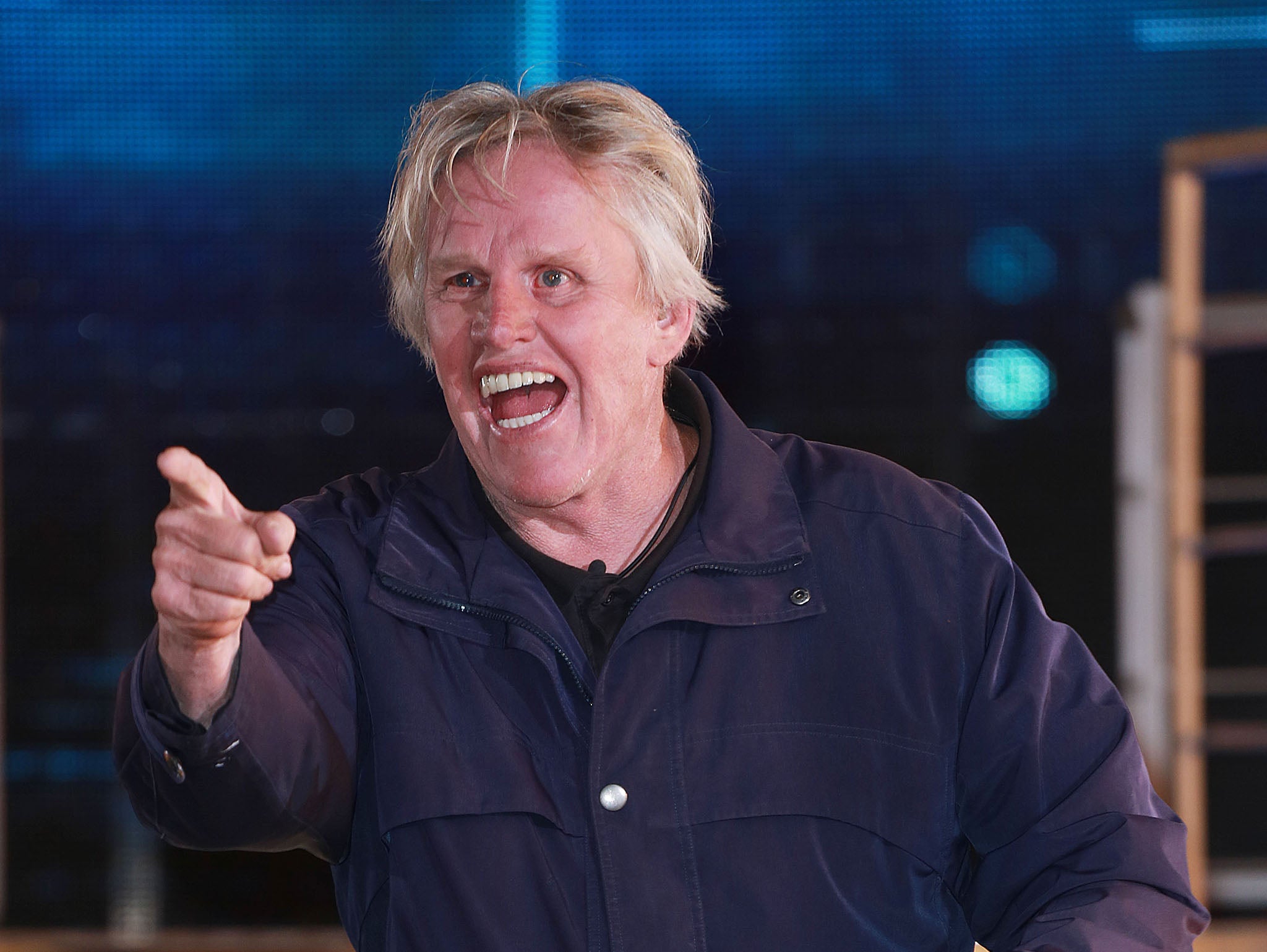 Gary Busey leaves the Celebrity Big Brother house after winning the 2014 series