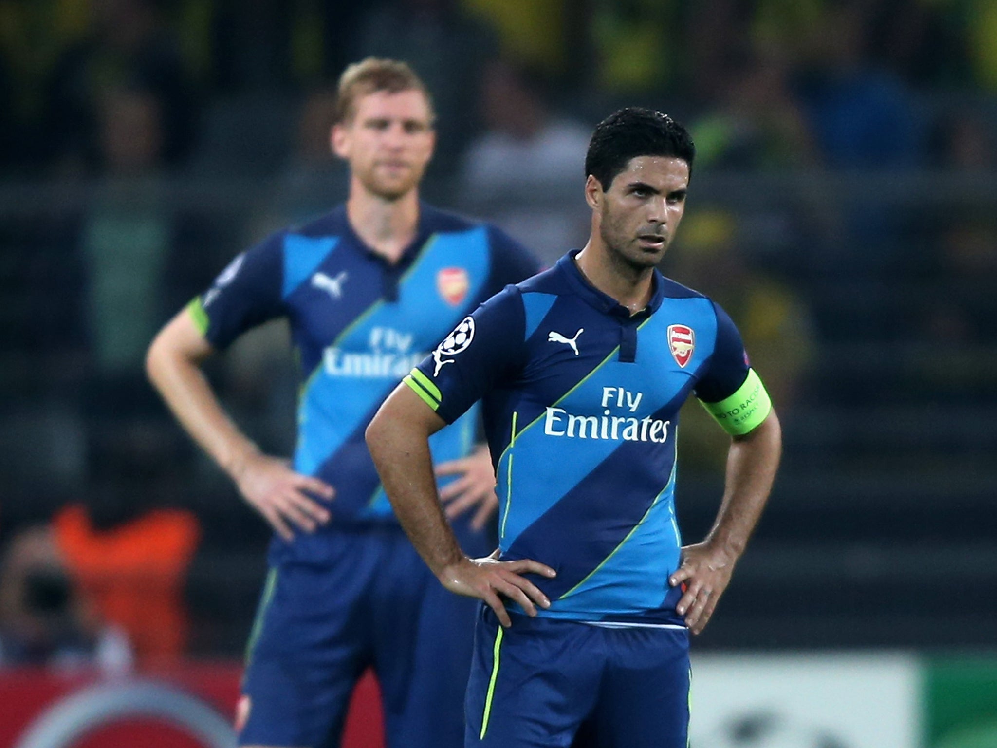 Mikel Arteta pictured during Borussia Dortmund vs Arsenal